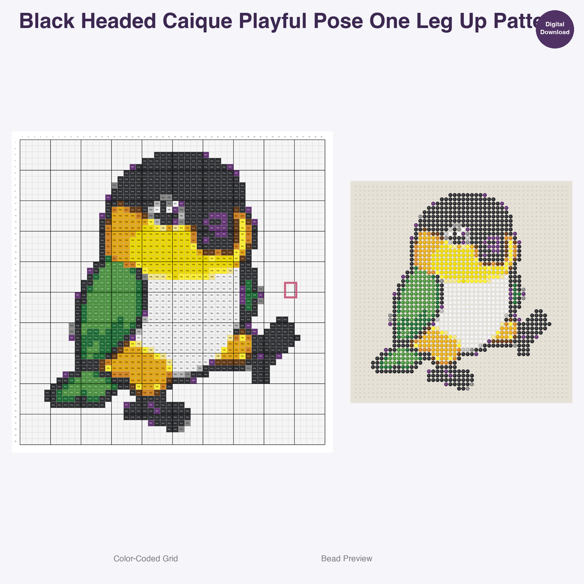 Tropical Birds Paradise Perler Bead Patterns, 48 Designs x 3 Grid Sizes (29x29 + 50x50 + 128x128), Fuse Bead PDF Digital Download