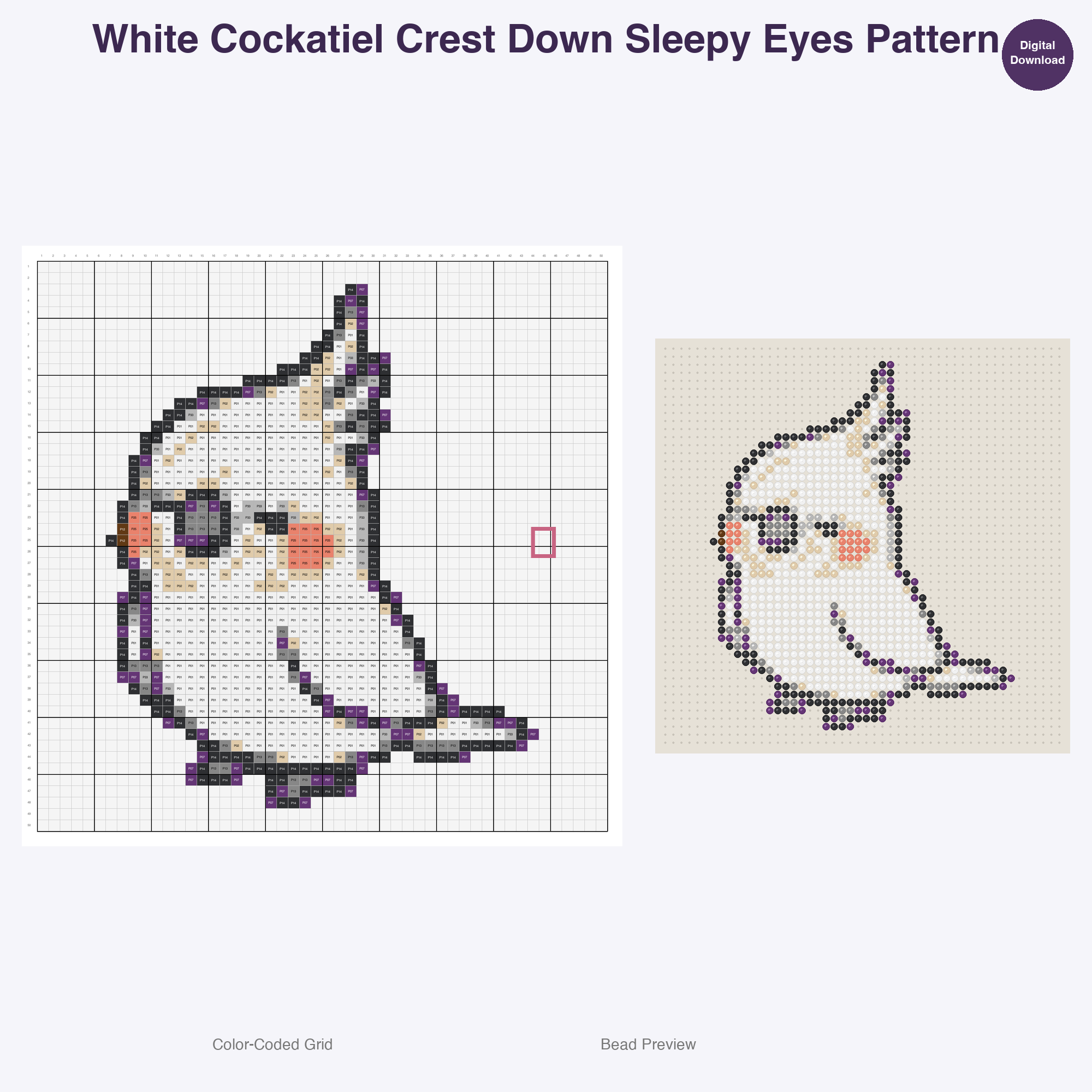 Tropical Birds Paradise Perler Bead Patterns, 48 Designs x 3 Grid Sizes (29x29 + 50x50 + 128x128), Fuse Bead PDF Digital Download