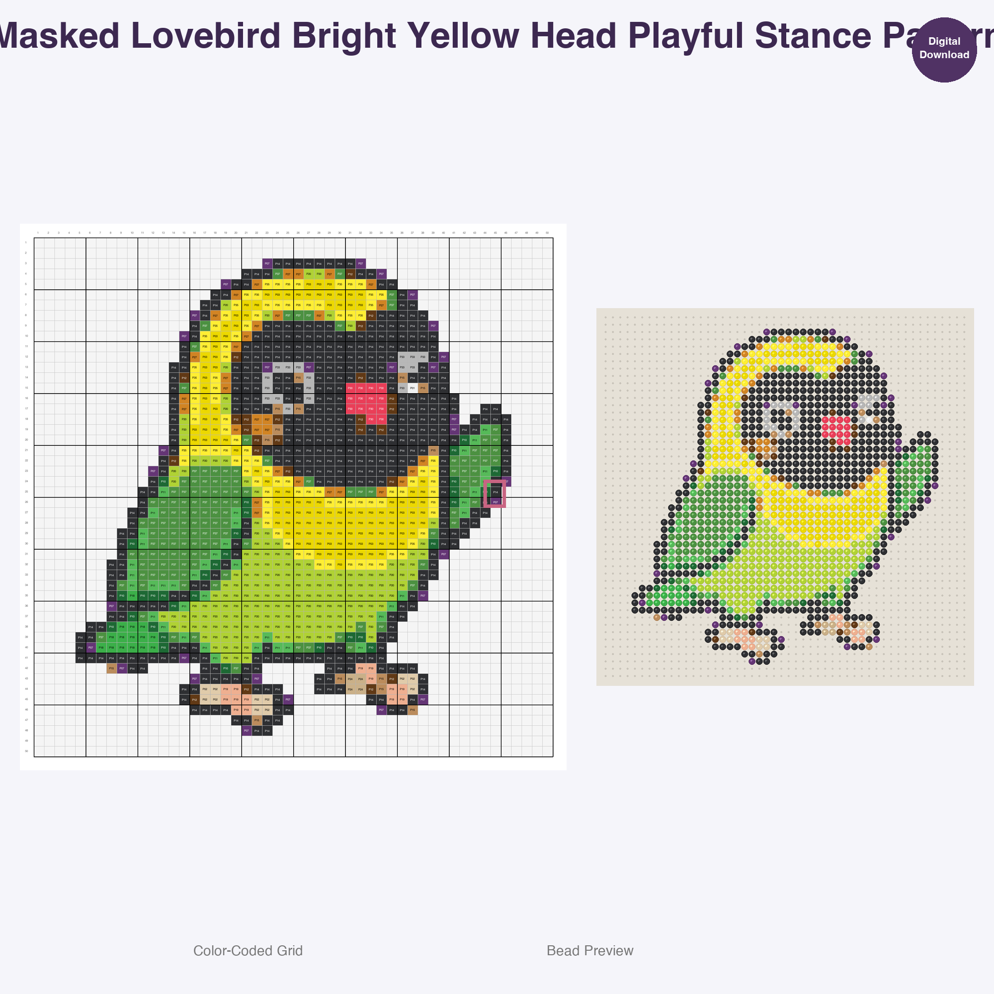 Tropical Birds Paradise Perler Bead Patterns, 48 Designs x 3 Grid Sizes (29x29 + 50x50 + 128x128), Fuse Bead PDF Digital Download
