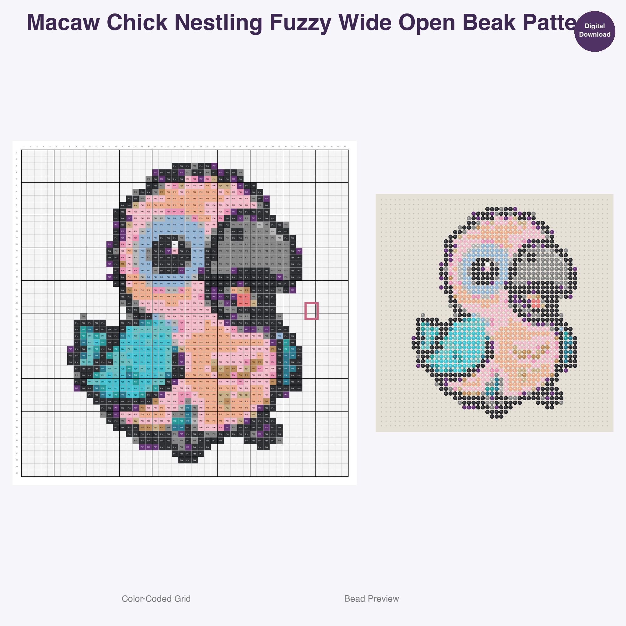 Tropical Birds Paradise Perler Bead Patterns, 48 Designs x 3 Grid Sizes (29x29 + 50x50 + 128x128), Fuse Bead PDF Digital Download