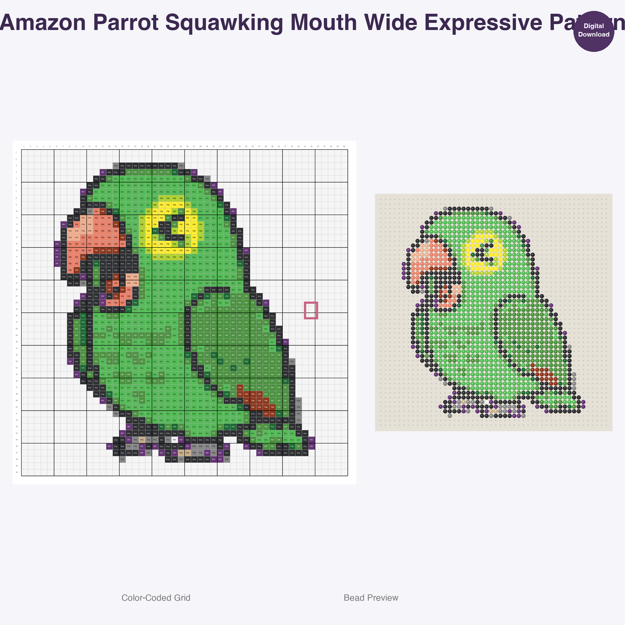 Tropical Birds Paradise Perler Bead Patterns, 48 Designs x 3 Grid Sizes (29x29 + 50x50 + 128x128), Fuse Bead PDF Digital Download
