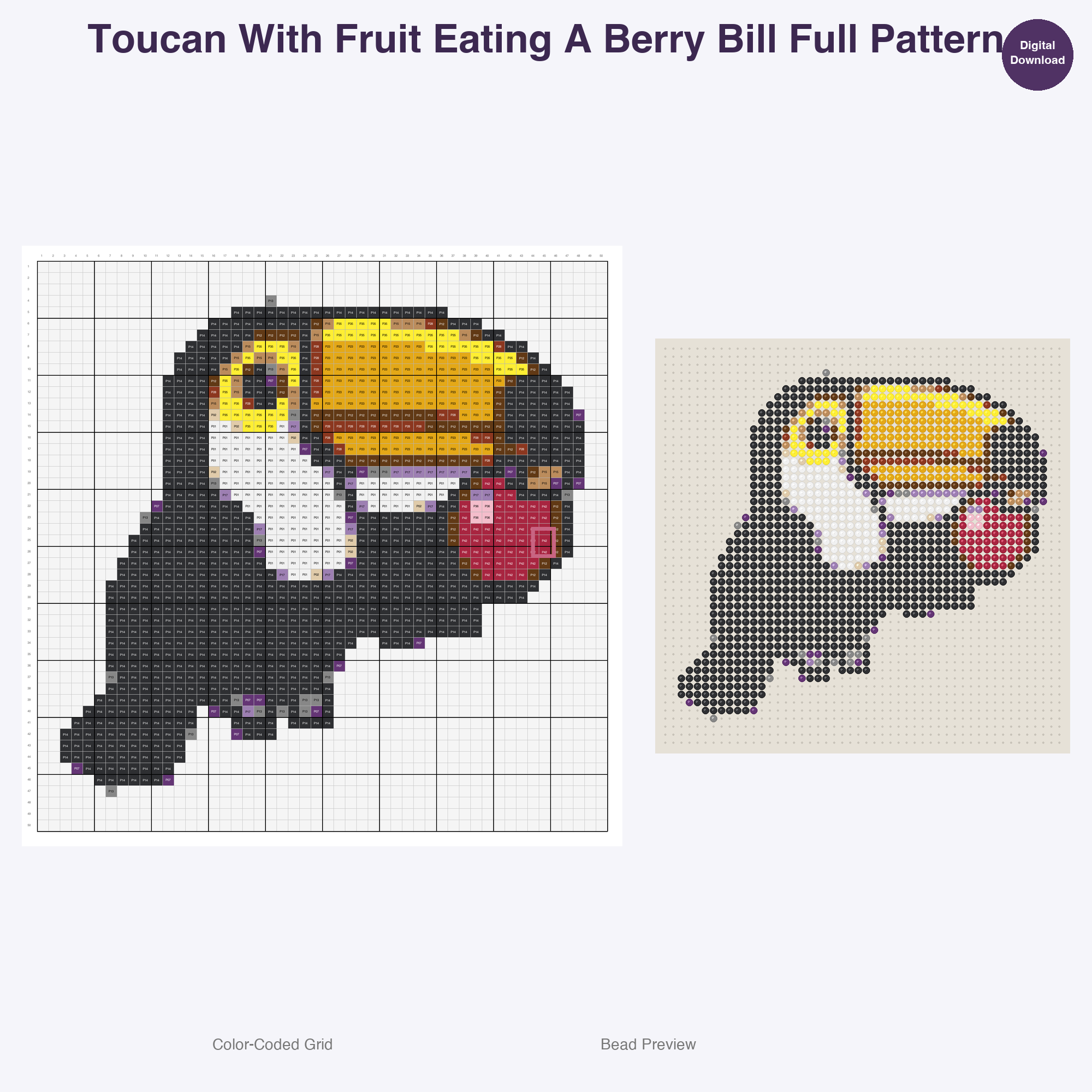 Tropical Birds Paradise Perler Bead Patterns, 48 Designs x 3 Grid Sizes (29x29 + 50x50 + 128x128), Fuse Bead PDF Digital Download