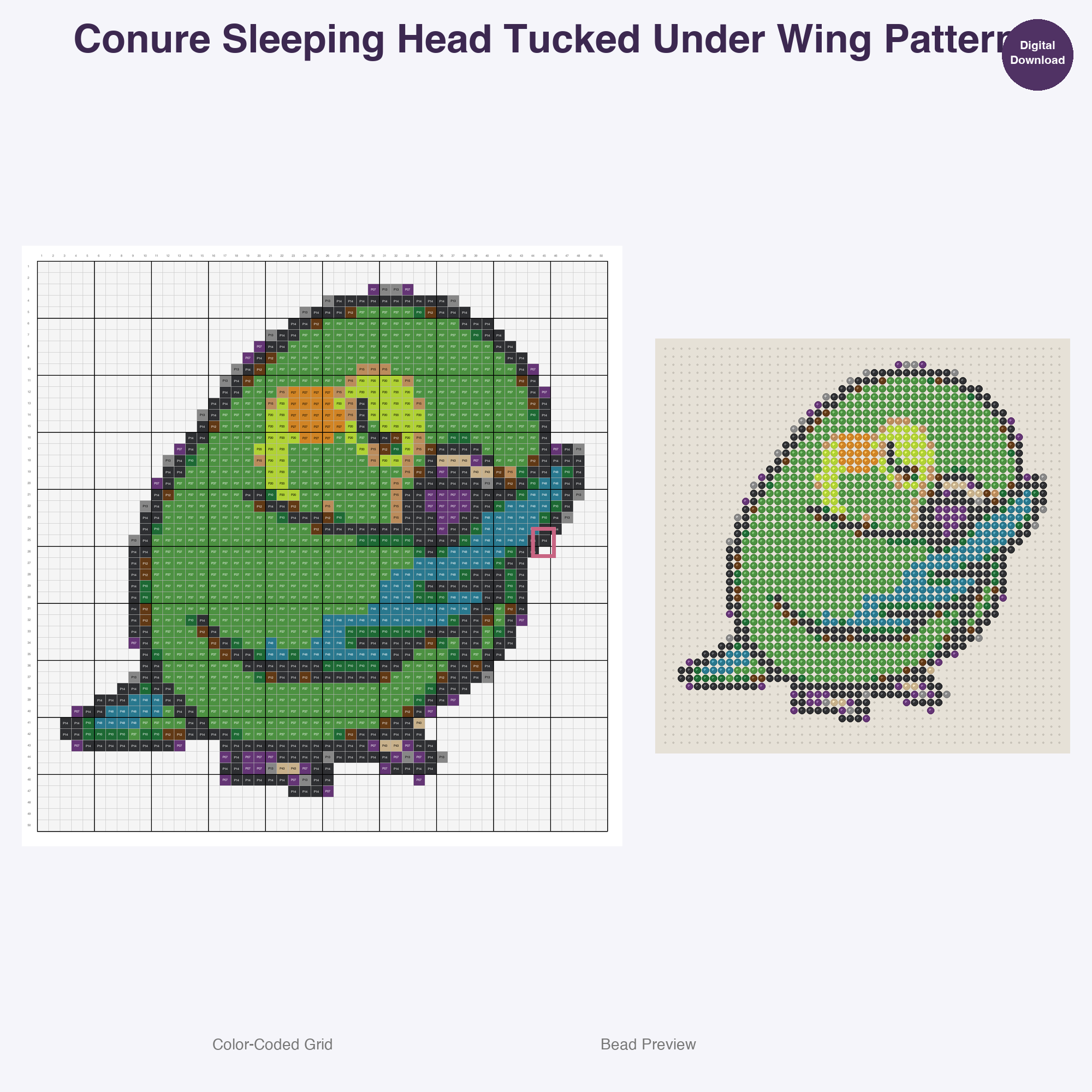 Tropical Birds Paradise Perler Bead Patterns, 48 Designs x 3 Grid Sizes (29x29 + 50x50 + 128x128), Fuse Bead PDF Digital Download