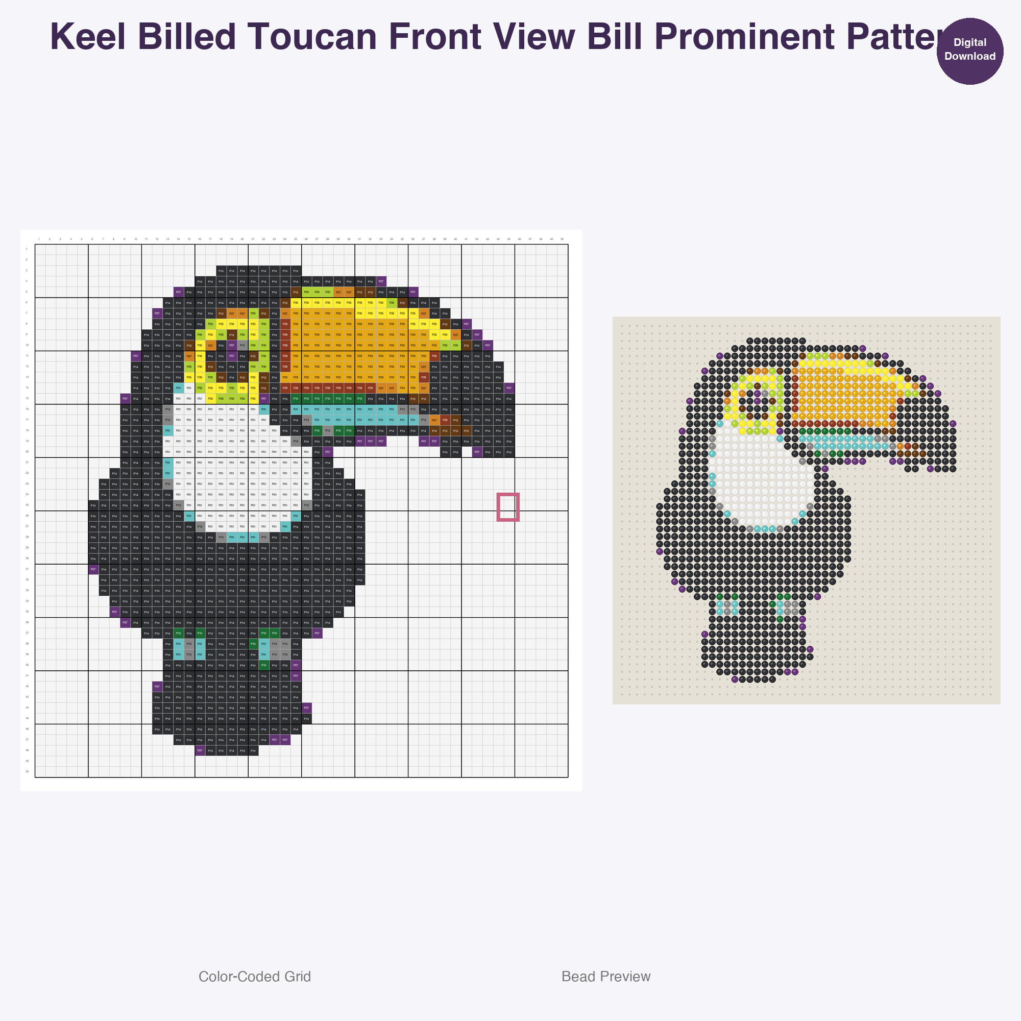 Tropical Birds Paradise Perler Bead Patterns, 48 Designs x 3 Grid Sizes (29x29 + 50x50 + 128x128), Fuse Bead PDF Digital Download
