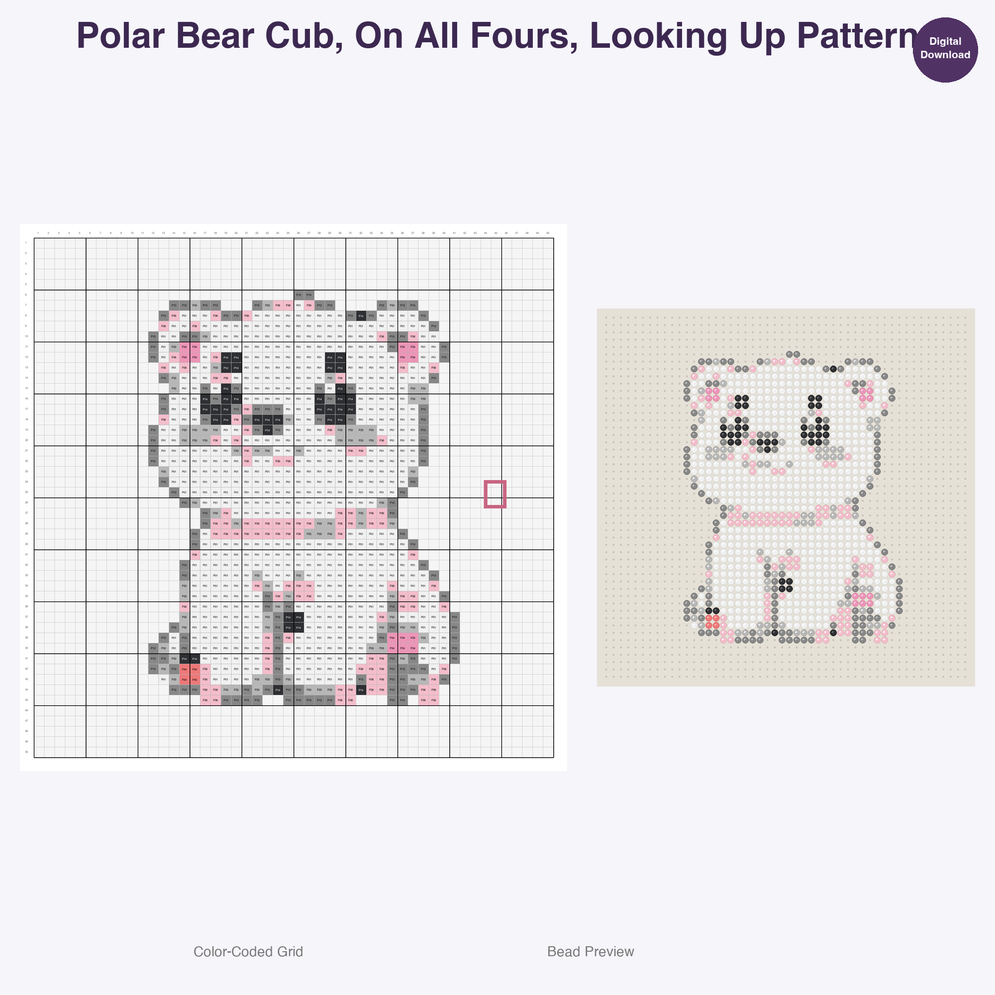 Tundra Tuffies Perler Bead Patterns, 48 Designs x 3 Grid Sizes (29x29 + 50x50 + 128x128), Fuse Bead PDF Digital Download