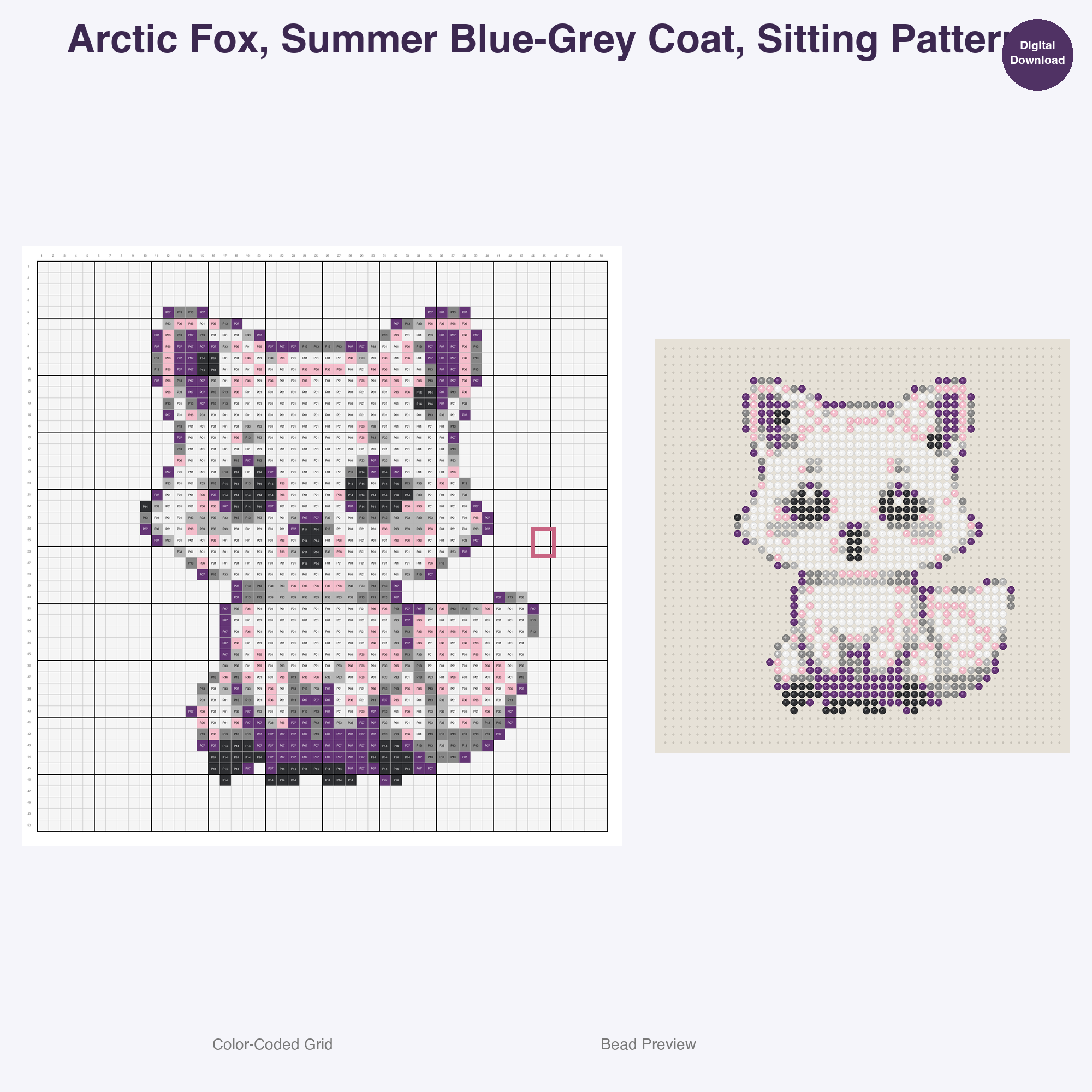 Tundra Tuffies Perler Bead Patterns, 48 Designs x 3 Grid Sizes (29x29 + 50x50 + 128x128), Fuse Bead PDF Digital Download