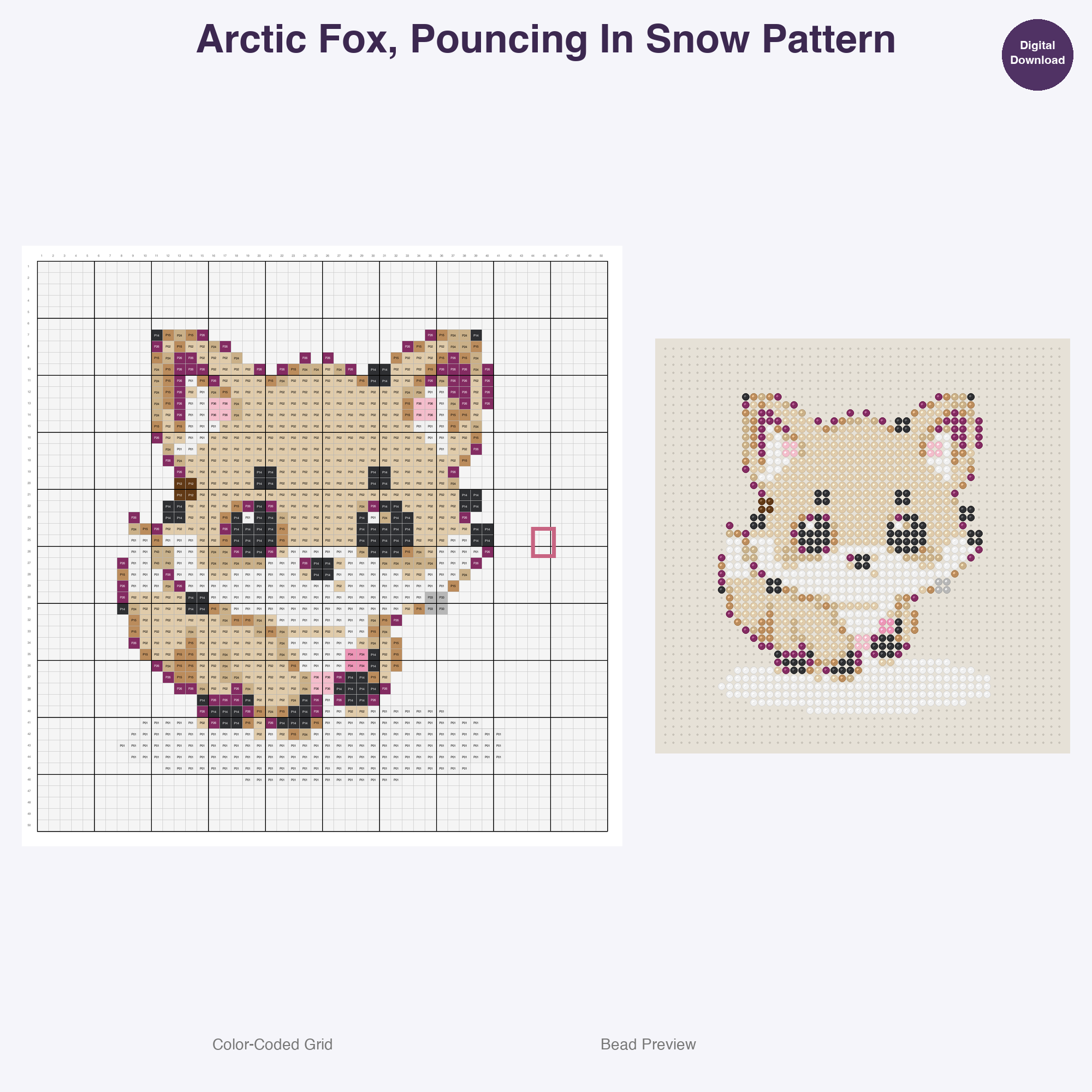 Tundra Tuffies Perler Bead Patterns, 48 Designs x 3 Grid Sizes (29x29 + 50x50 + 128x128), Fuse Bead PDF Digital Download