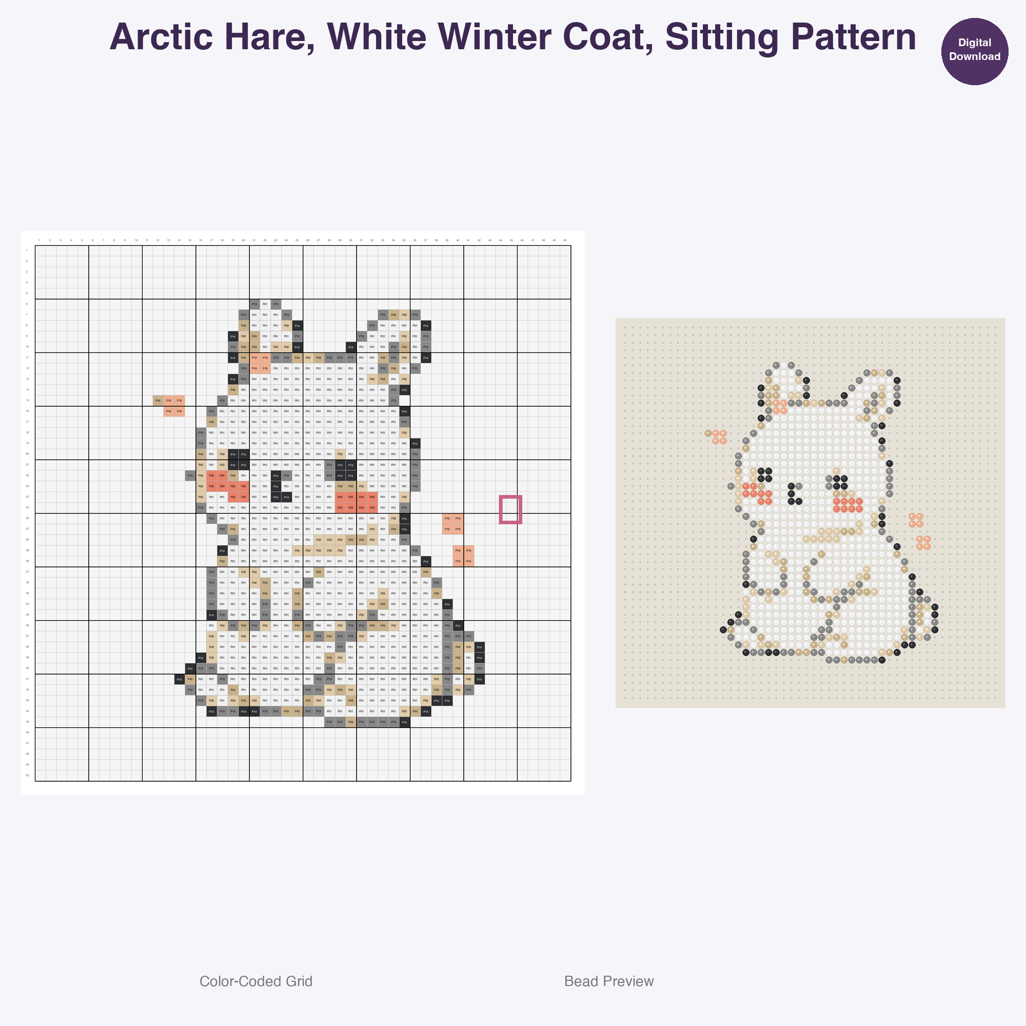 Tundra Tuffies Perler Bead Patterns, 48 Designs x 3 Grid Sizes (29x29 + 50x50 + 128x128), Fuse Bead PDF Digital Download
