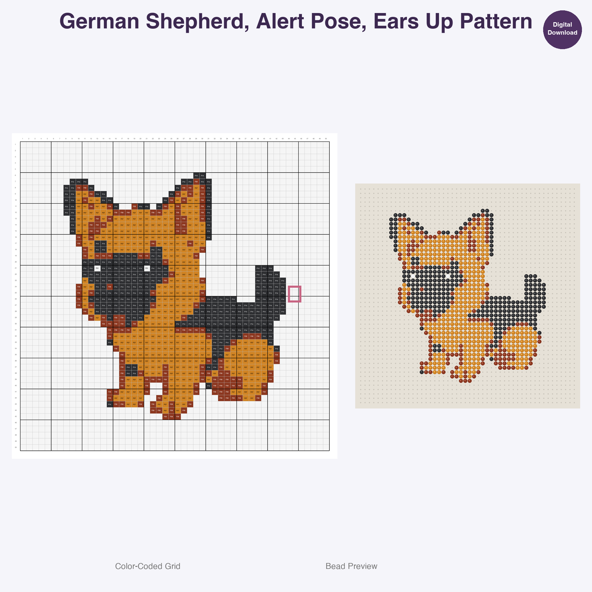 Wagging Tails Global Breeds Perler Bead Patterns, 48 Designs x 3 Grid Sizes (29x29 + 50x50 + 128x128), Fuse Bead PDF Digital Download