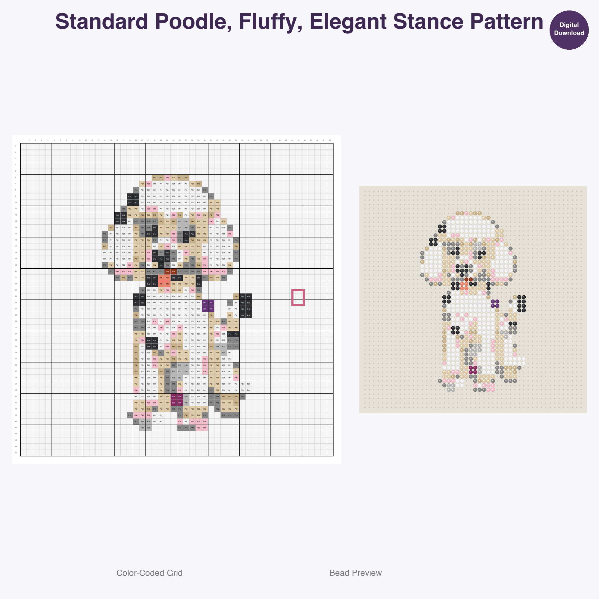 Wagging Tails Global Breeds Perler Bead Patterns, 48 Designs x 3 Grid Sizes (29x29 + 50x50 + 128x128), Fuse Bead PDF Digital Download