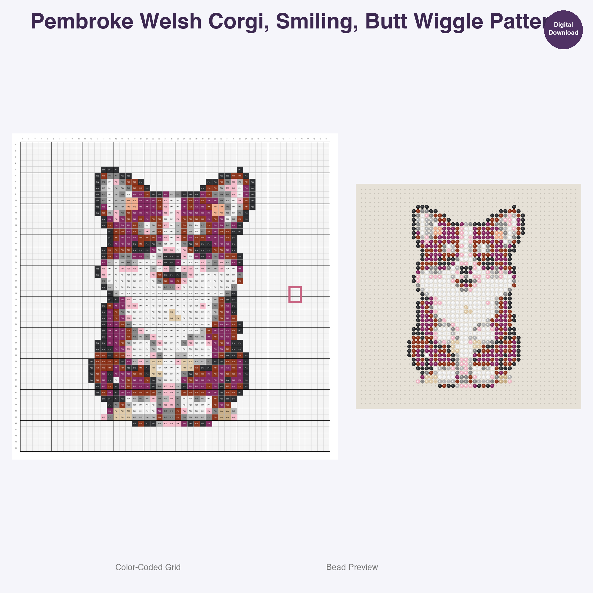 Wagging Tails Global Breeds Perler Bead Patterns, 48 Designs x 3 Grid Sizes (29x29 + 50x50 + 128x128), Fuse Bead PDF Digital Download