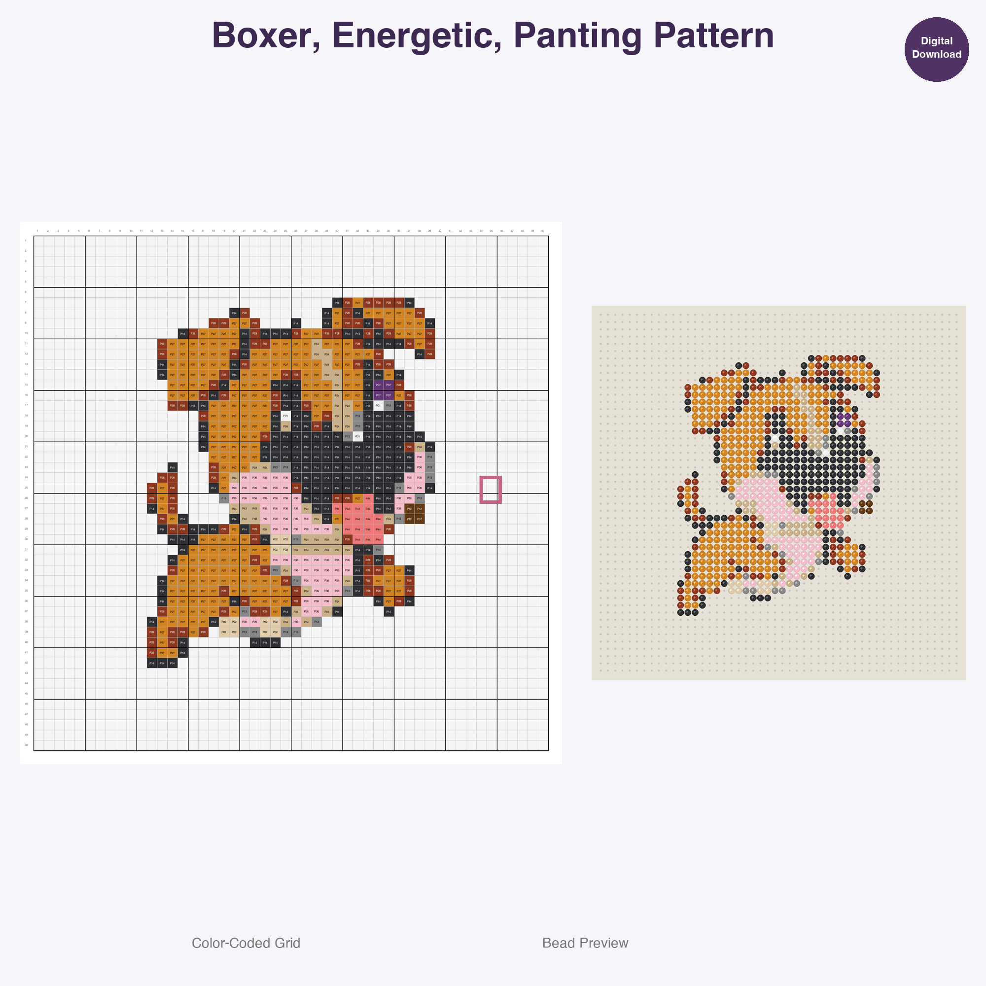 Wagging Tails Global Breeds Perler Bead Patterns, 48 Designs x 3 Grid Sizes (29x29 + 50x50 + 128x128), Fuse Bead PDF Digital Download