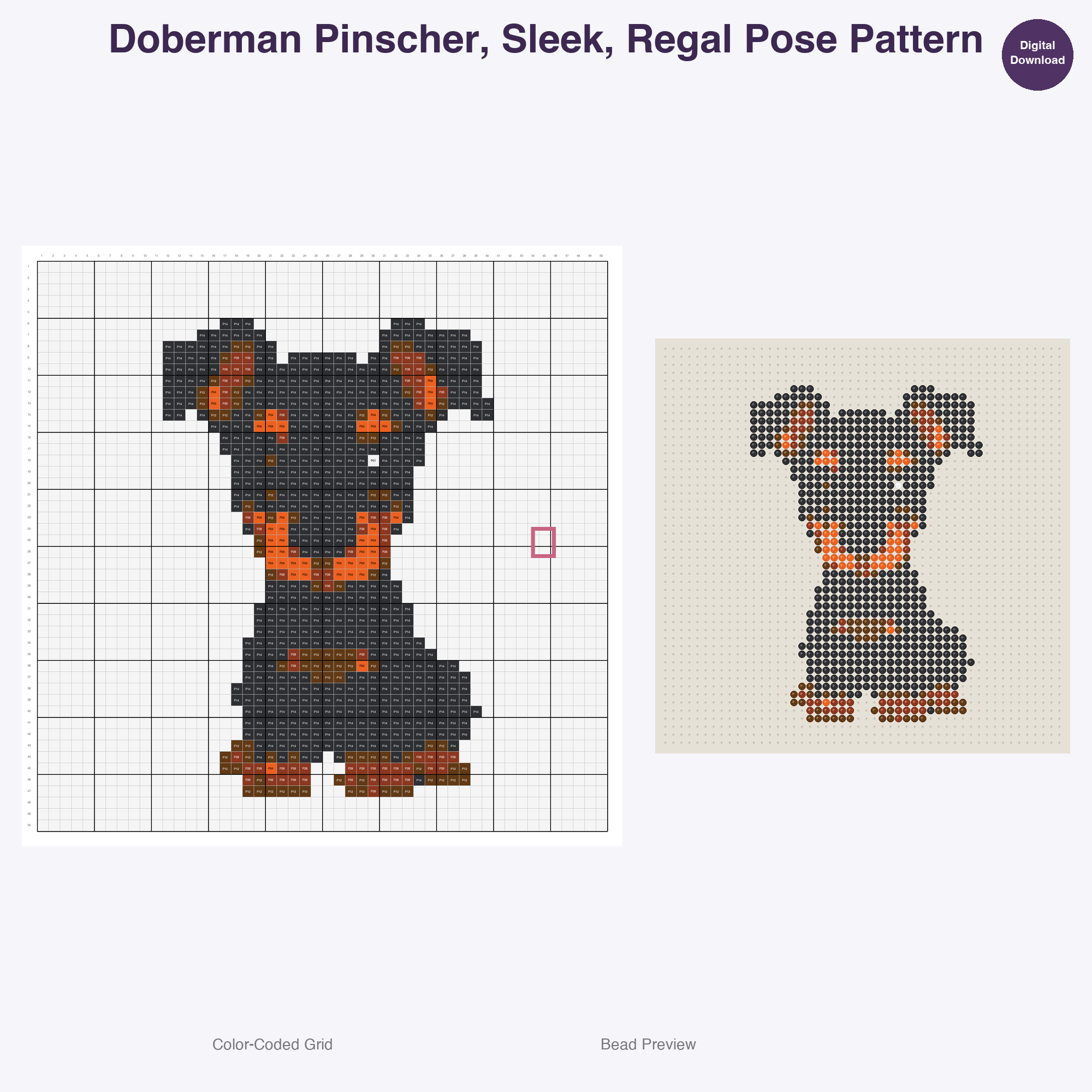 Wagging Tails Global Breeds Perler Bead Patterns, 48 Designs x 3 Grid Sizes (29x29 + 50x50 + 128x128), Fuse Bead PDF Digital Download