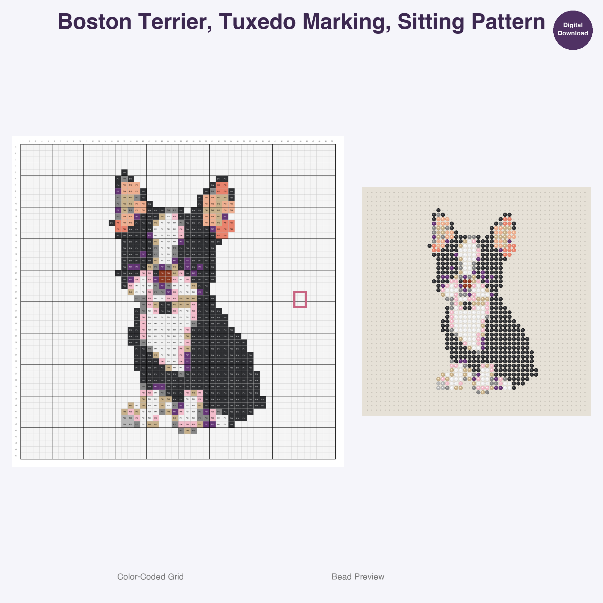 Wagging Tails Global Breeds Perler Bead Patterns, 48 Designs x 3 Grid Sizes (29x29 + 50x50 + 128x128), Fuse Bead PDF Digital Download