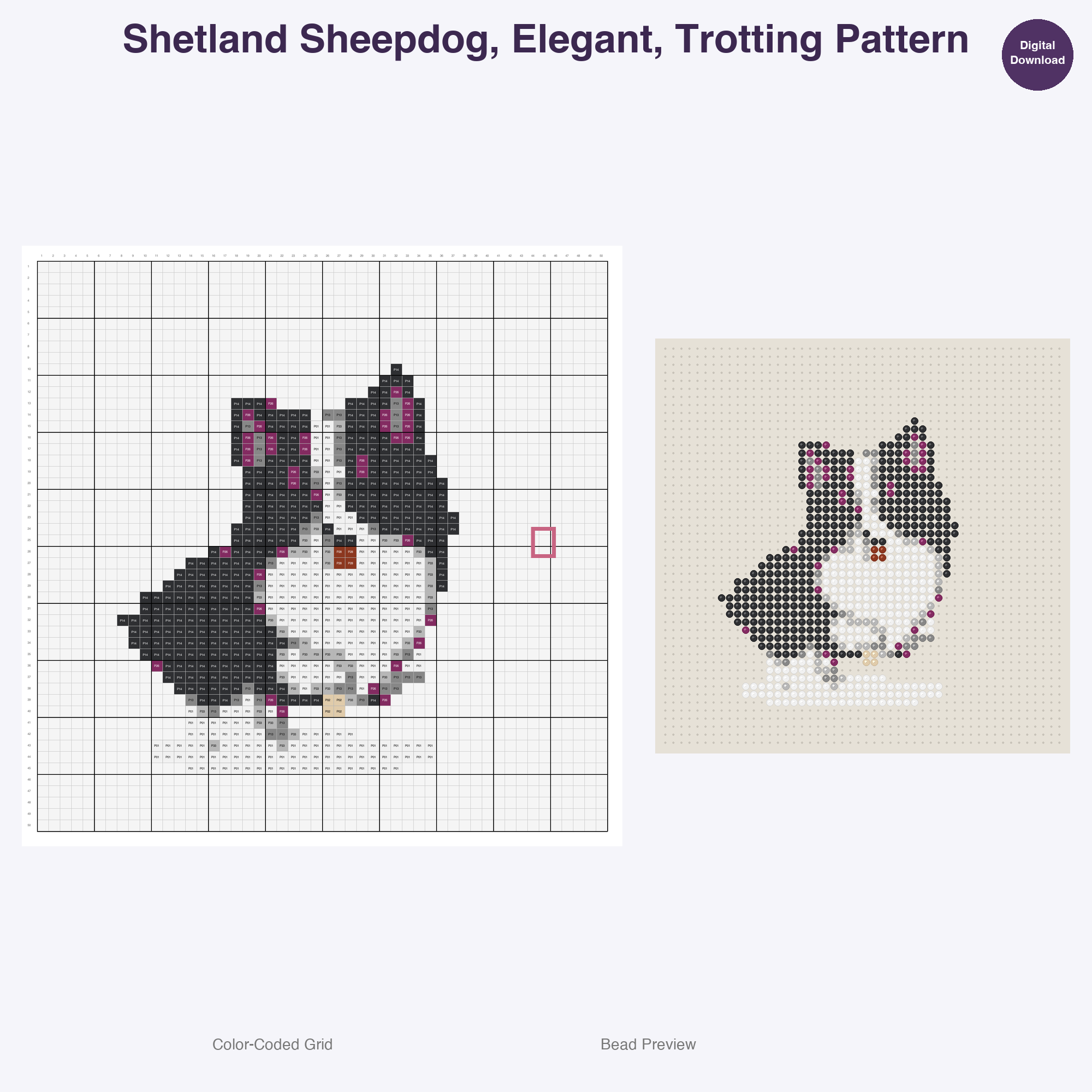 Wagging Tails Global Breeds Perler Bead Patterns, 48 Designs x 3 Grid Sizes (29x29 + 50x50 + 128x128), Fuse Bead PDF Digital Download