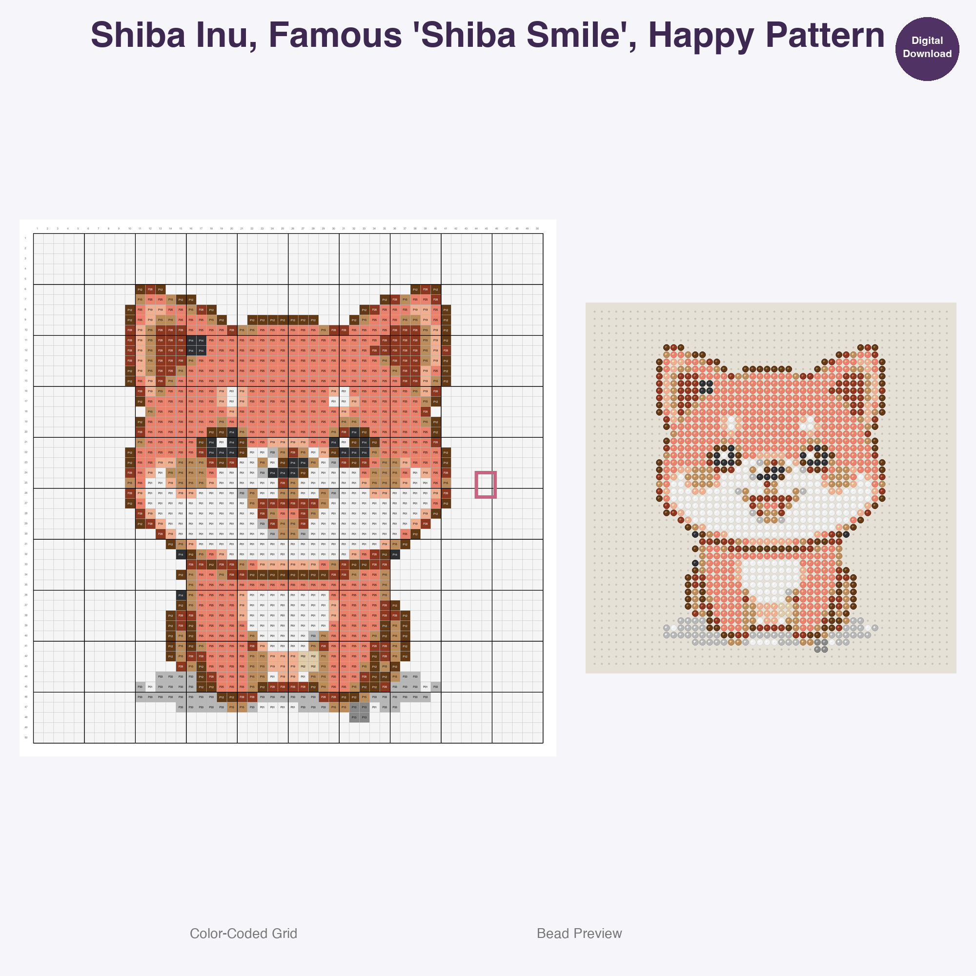 Wagging Tails Global Breeds Perler Bead Patterns, 48 Designs x 3 Grid Sizes (29x29 + 50x50 + 128x128), Fuse Bead PDF Digital Download