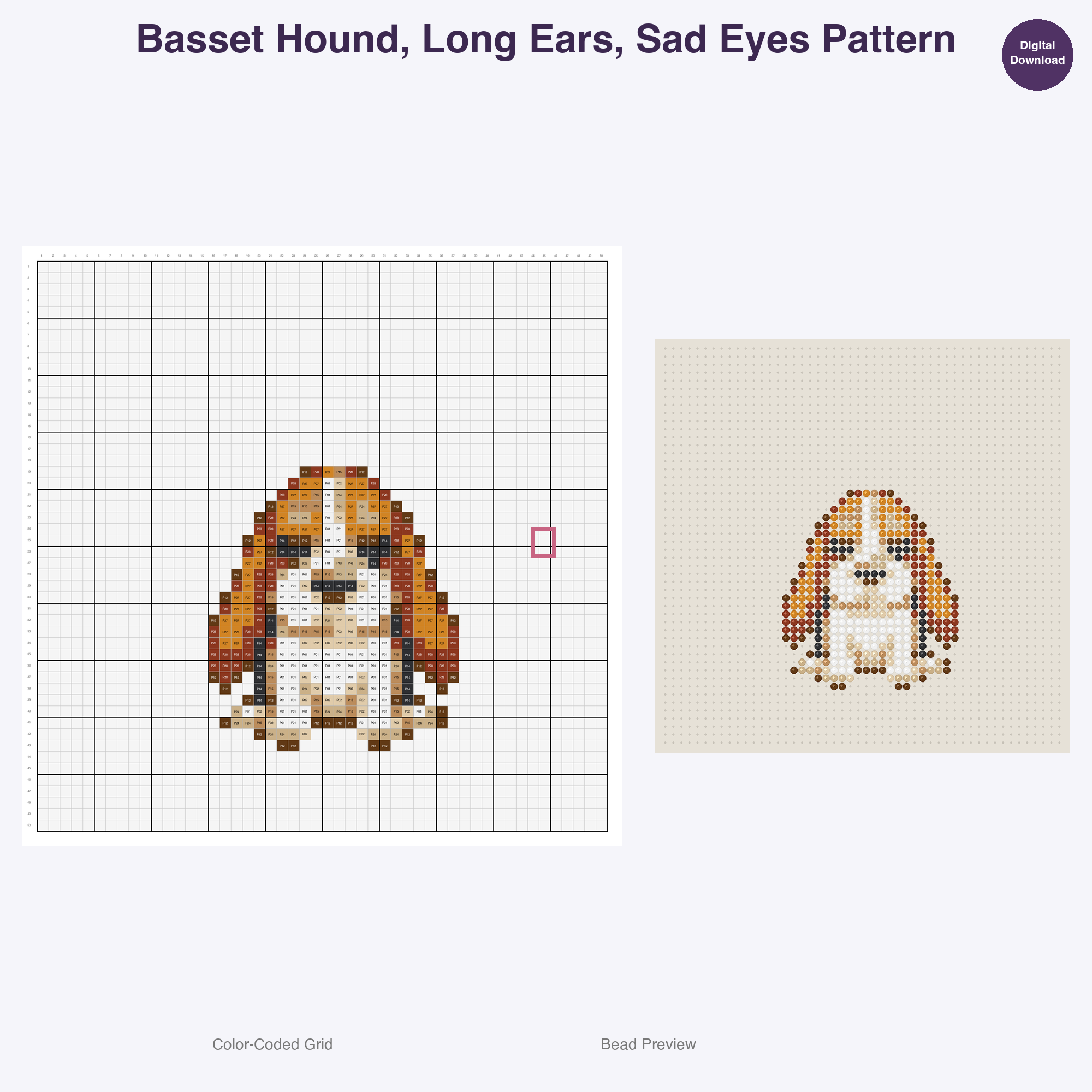 Wagging Tails Global Breeds Perler Bead Patterns, 48 Designs x 3 Grid Sizes (29x29 + 50x50 + 128x128), Fuse Bead PDF Digital Download
