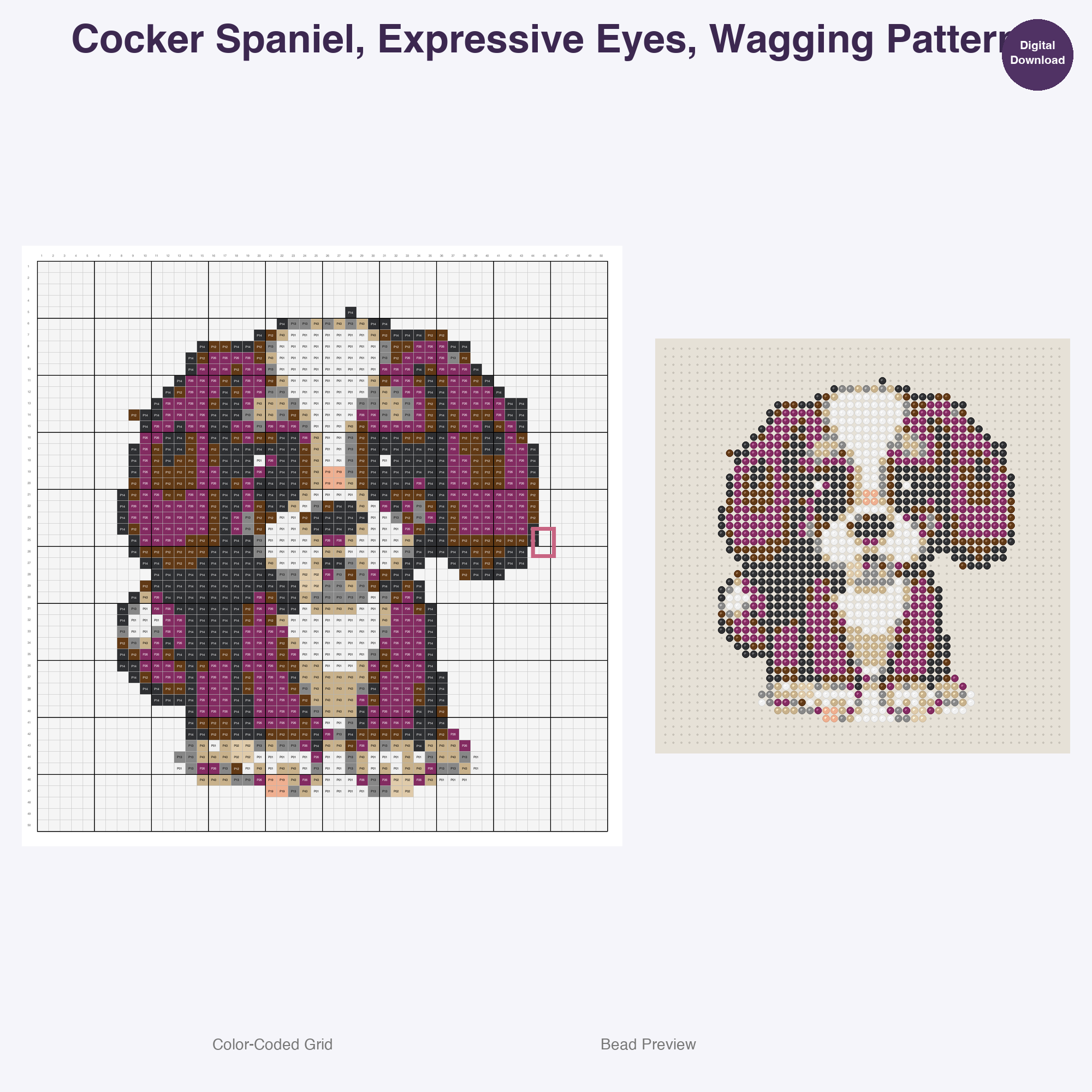 Wagging Tails Global Breeds Perler Bead Patterns, 48 Designs x 3 Grid Sizes (29x29 + 50x50 + 128x128), Fuse Bead PDF Digital Download