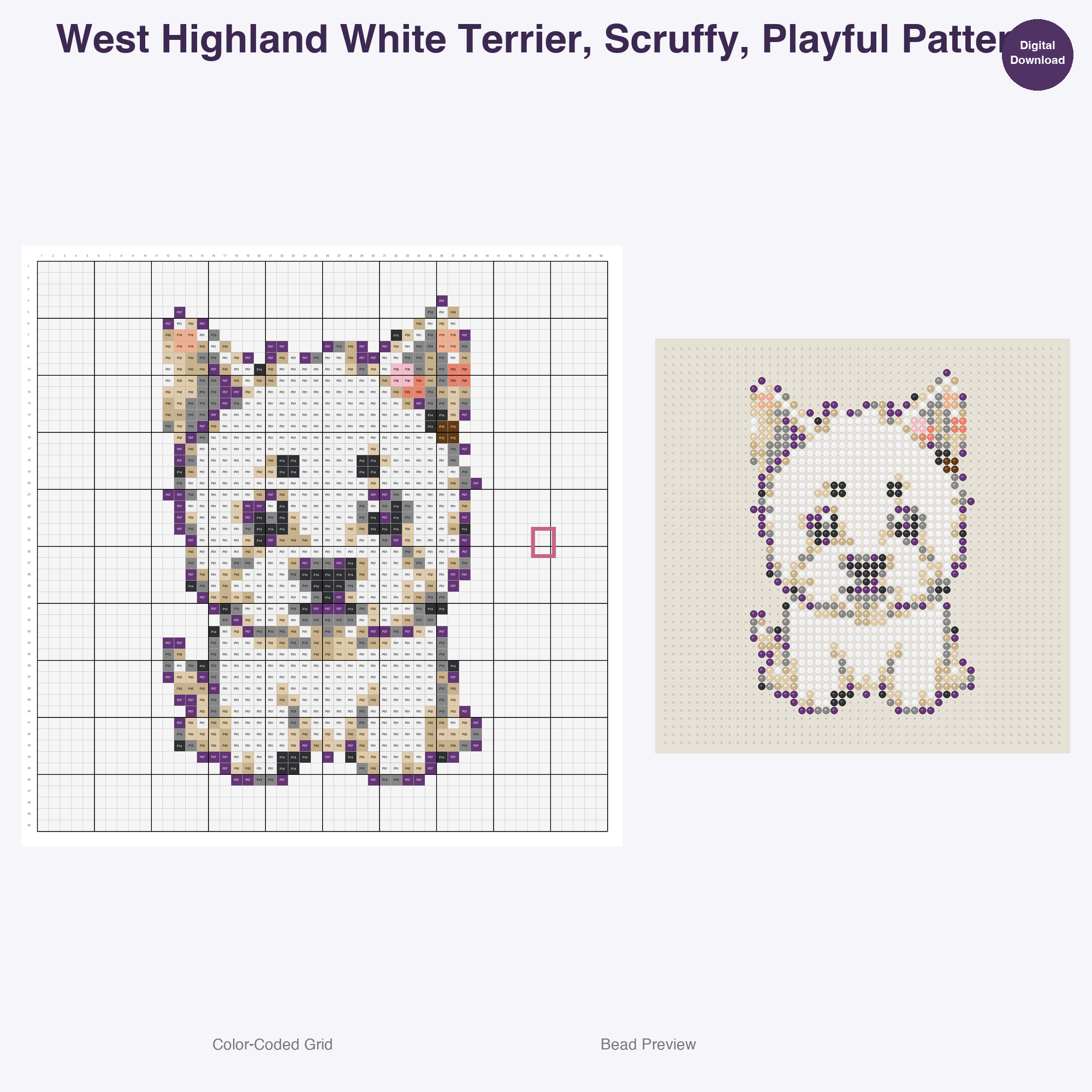 Wagging Tails Global Breeds Perler Bead Patterns, 48 Designs x 3 Grid Sizes (29x29 + 50x50 + 128x128), Fuse Bead PDF Digital Download