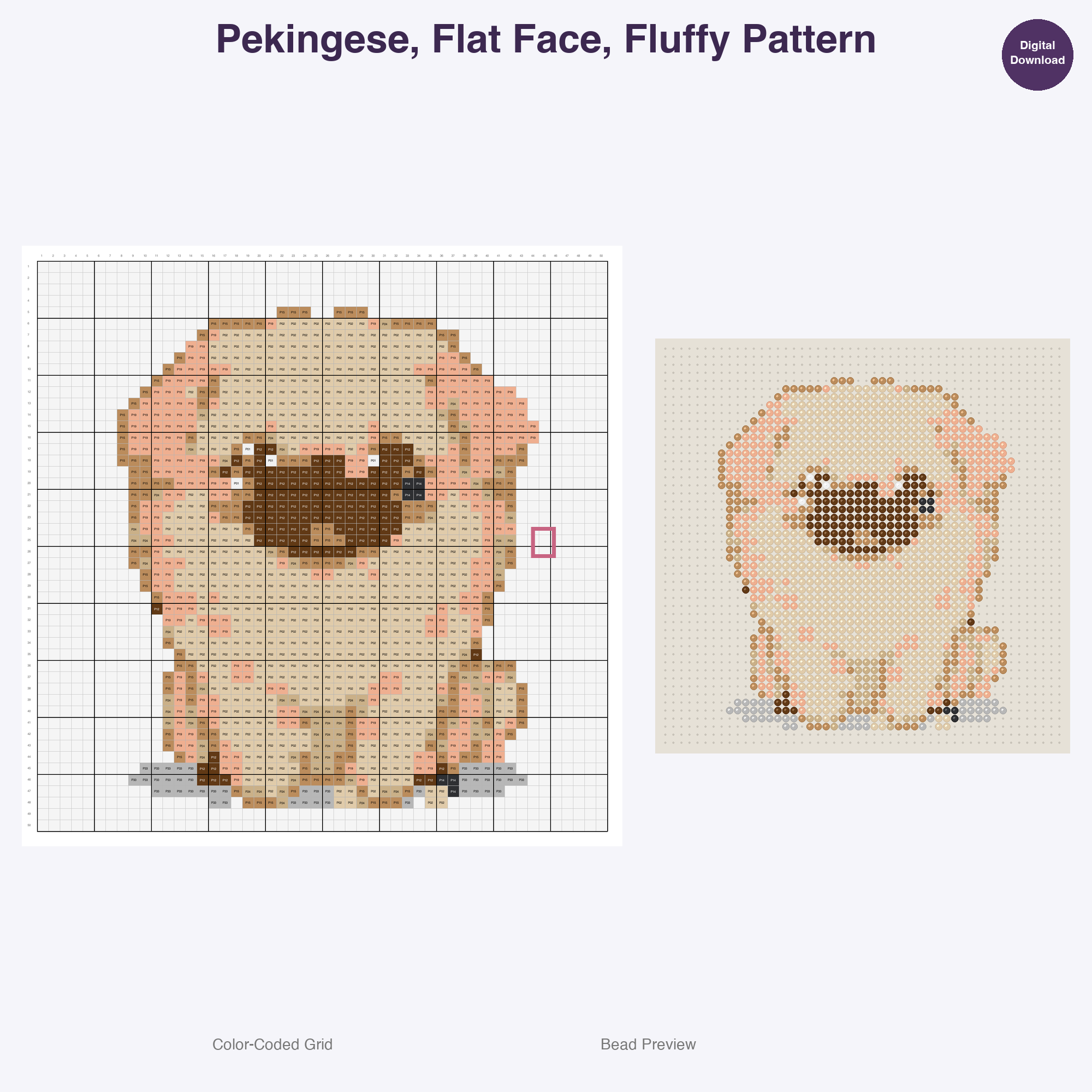 Wagging Tails Global Breeds Perler Bead Patterns, 48 Designs x 3 Grid Sizes (29x29 + 50x50 + 128x128), Fuse Bead PDF Digital Download
