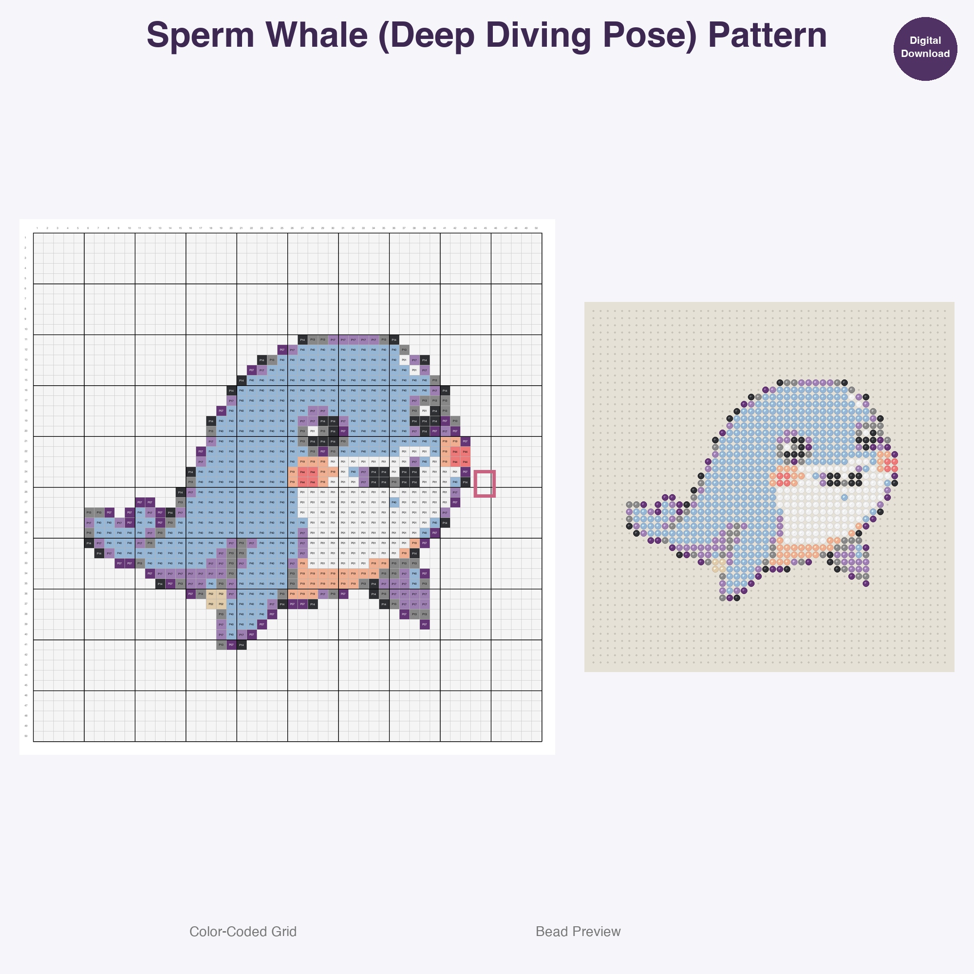 Whimsical Aquatic Critters Perler Bead Patterns, 48 Designs x 3 Grid Sizes (29x29 + 50x50 + 128x128), Fuse Bead PDF Digital Download