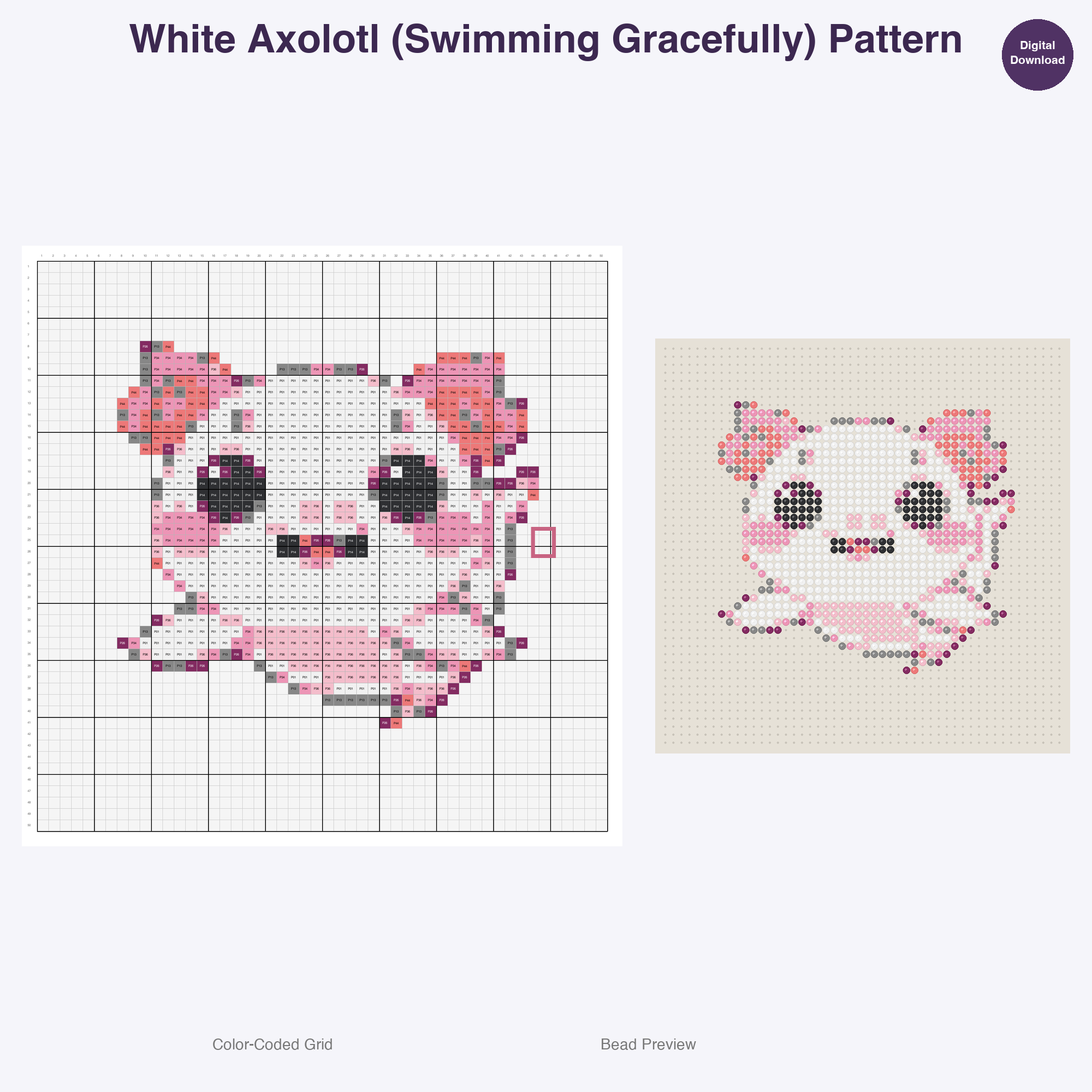 Whimsical Aquatic Critters Perler Bead Patterns, 48 Designs x 3 Grid Sizes (29x29 + 50x50 + 128x128), Fuse Bead PDF Digital Download