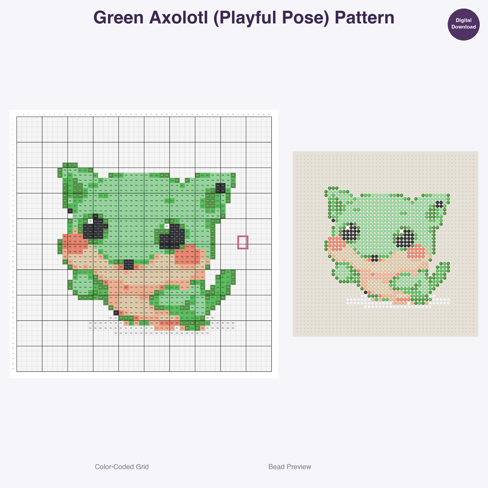 Whimsical Aquatic Critters Perler Bead Patterns, 48 Designs x 3 Grid Sizes (29x29 + 50x50 + 128x128), Fuse Bead PDF Digital Download