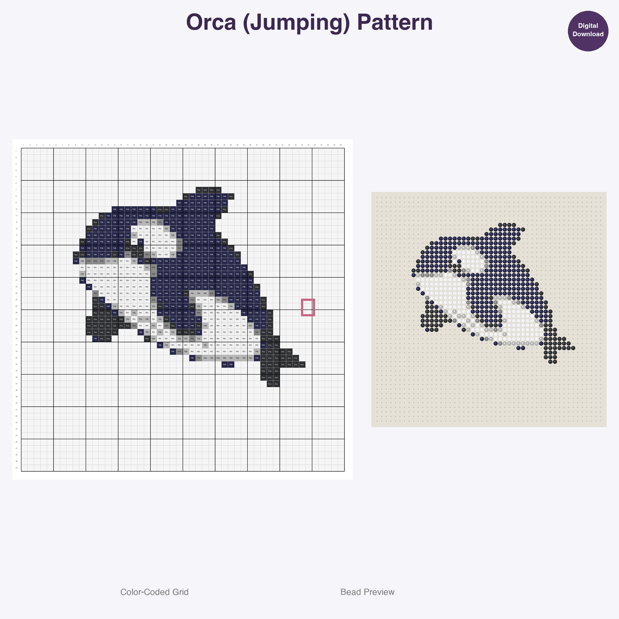 Whimsical Aquatic Critters Perler Bead Patterns, 48 Designs x 3 Grid Sizes (29x29 + 50x50 + 128x128), Fuse Bead PDF Digital Download