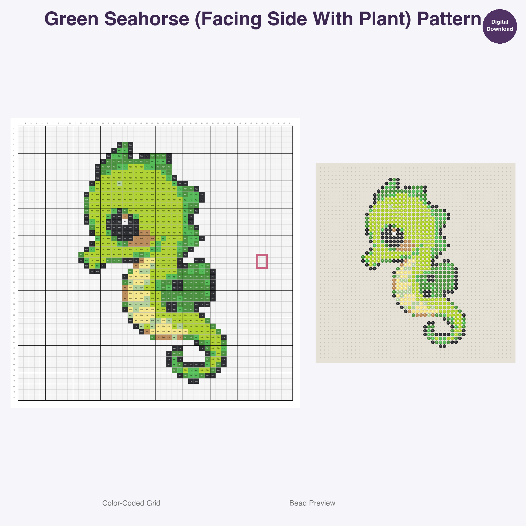 Whimsical Aquatic Critters Perler Bead Patterns, 48 Designs x 3 Grid Sizes (29x29 + 50x50 + 128x128), Fuse Bead PDF Digital Download