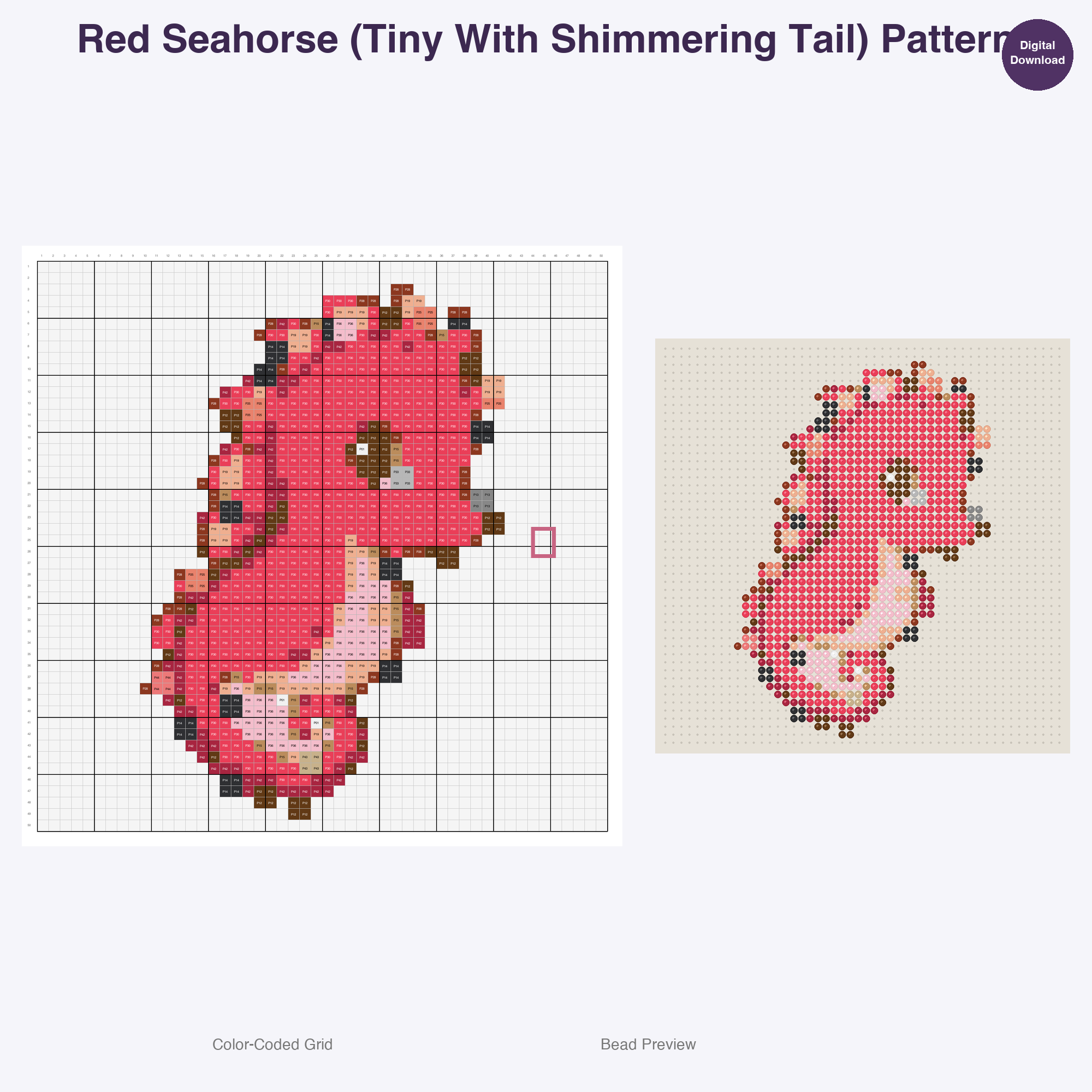 Whimsical Aquatic Critters Perler Bead Patterns, 48 Designs x 3 Grid Sizes (29x29 + 50x50 + 128x128), Fuse Bead PDF Digital Download