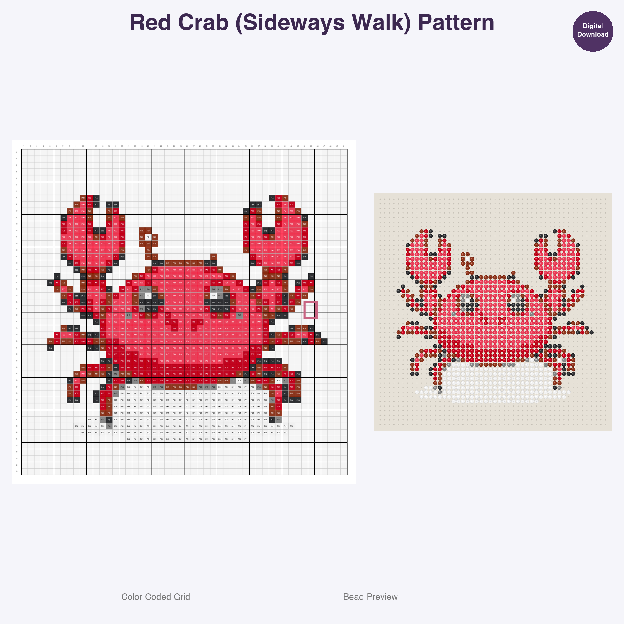 Whimsical Aquatic Critters Perler Bead Patterns, 48 Designs x 3 Grid Sizes (29x29 + 50x50 + 128x128), Fuse Bead PDF Digital Download