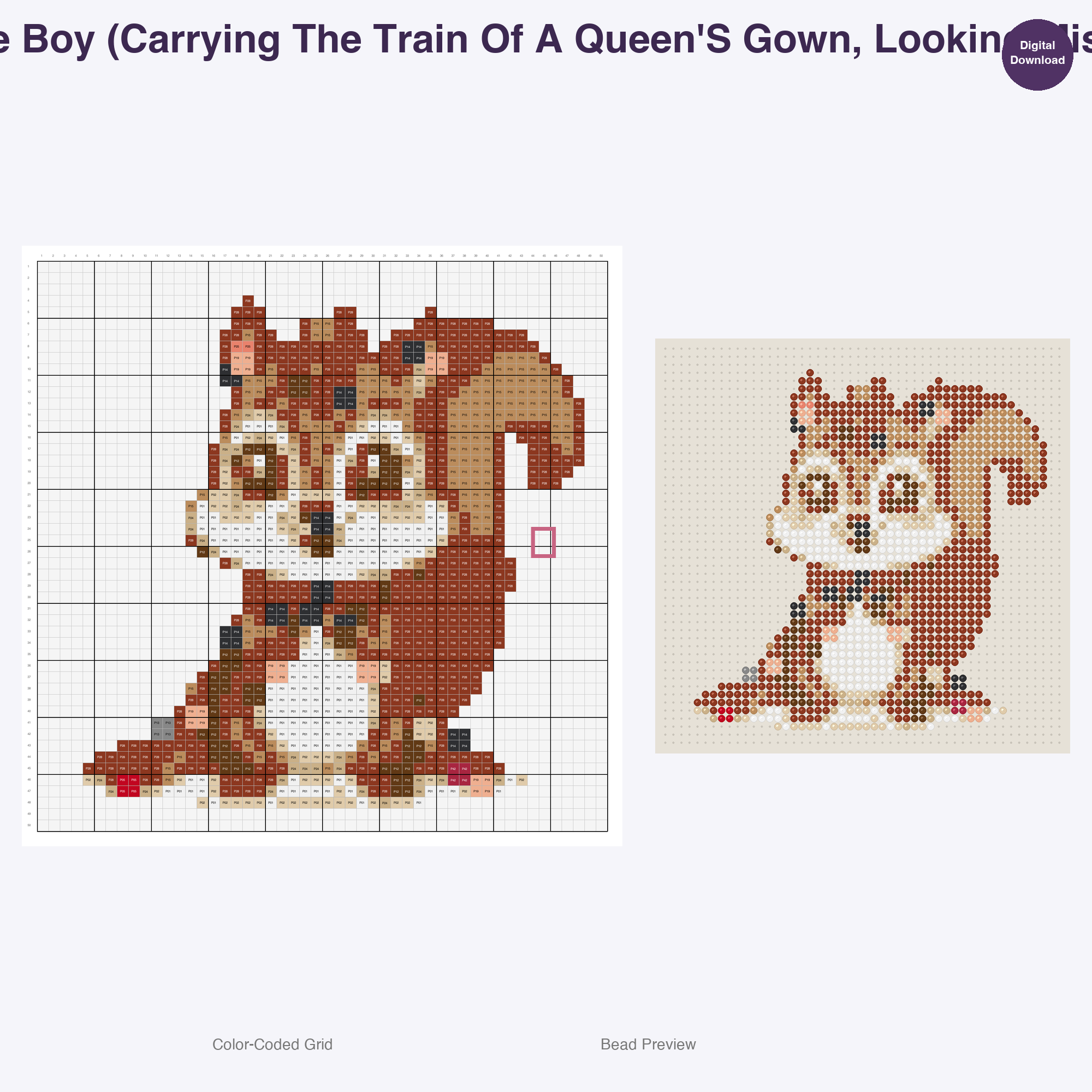 Whimsical Woodland Nobility Perler Bead Patterns, 48 Designs x 3 Grid Sizes (29x29 + 50x50 + 128x128), Fuse Bead PDF Digital Download