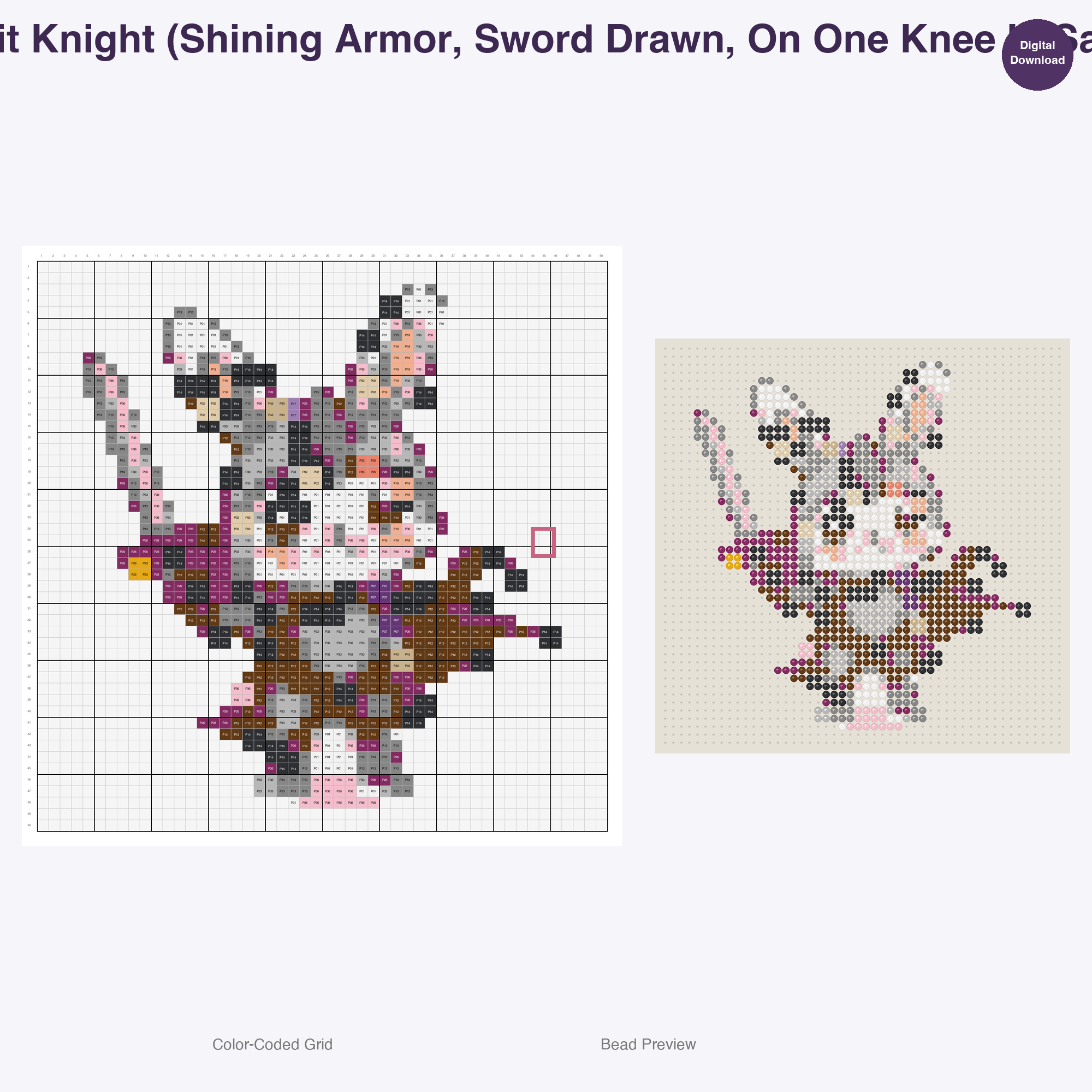 Whimsical Woodland Nobility Perler Bead Patterns, 48 Designs x 3 Grid Sizes (29x29 + 50x50 + 128x128), Fuse Bead PDF Digital Download