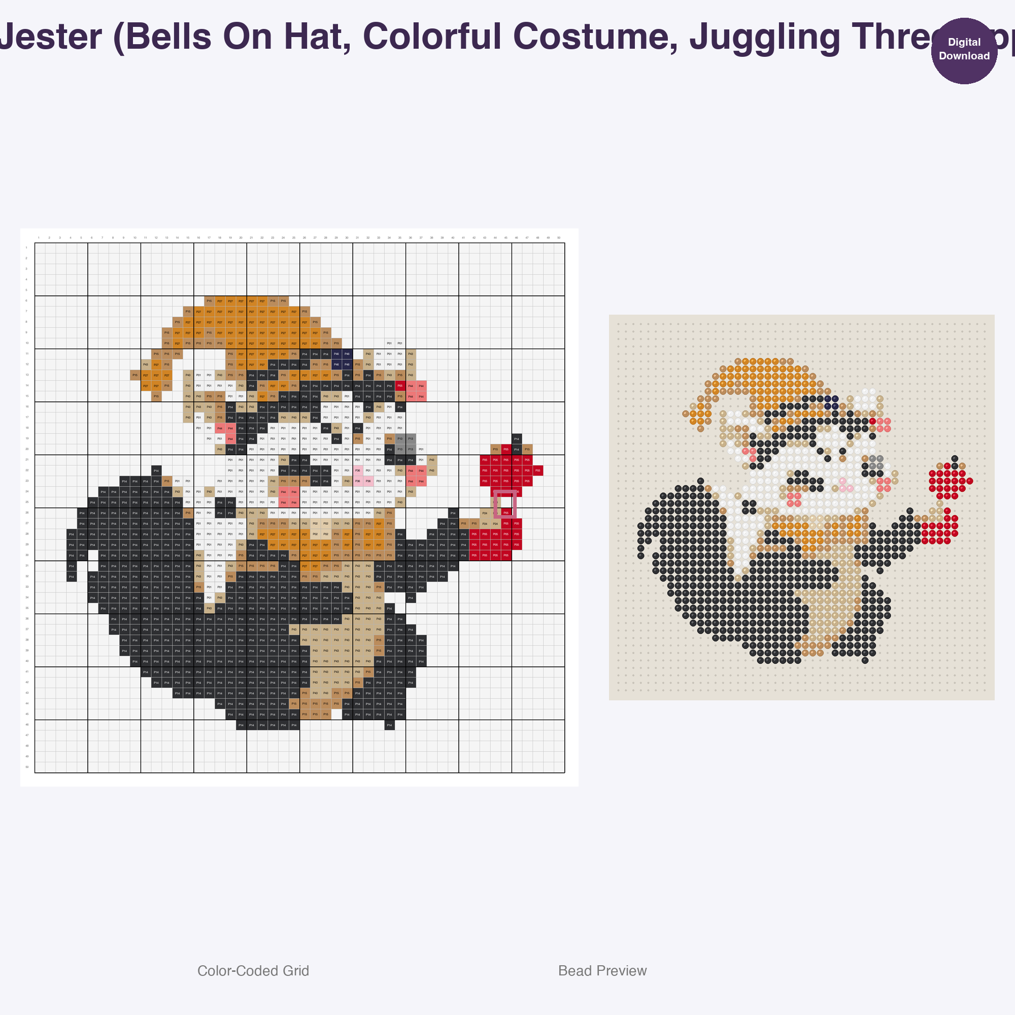 Whimsical Woodland Nobility Perler Bead Patterns, 48 Designs x 3 Grid Sizes (29x29 + 50x50 + 128x128), Fuse Bead PDF Digital Download