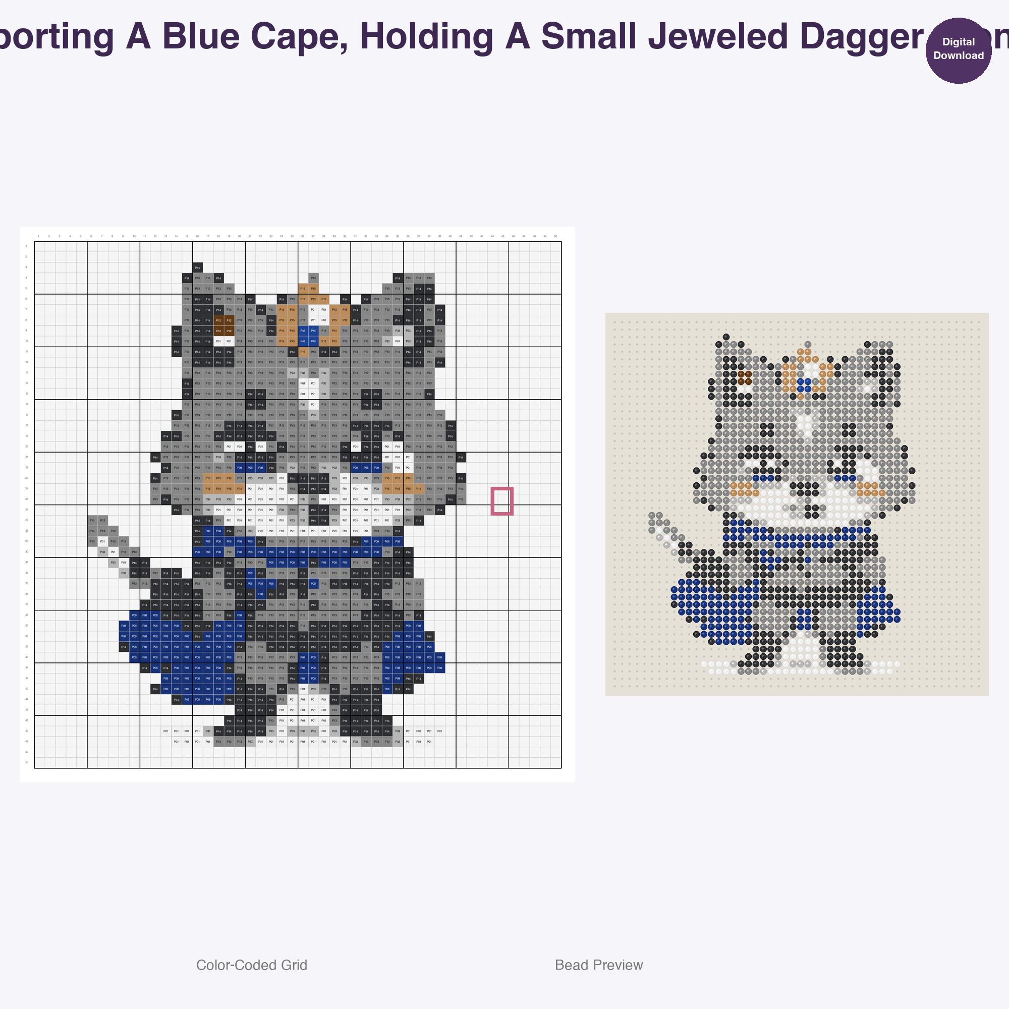Whimsical Woodland Nobility Perler Bead Patterns, 48 Designs x 3 Grid Sizes (29x29 + 50x50 + 128x128), Fuse Bead PDF Digital Download