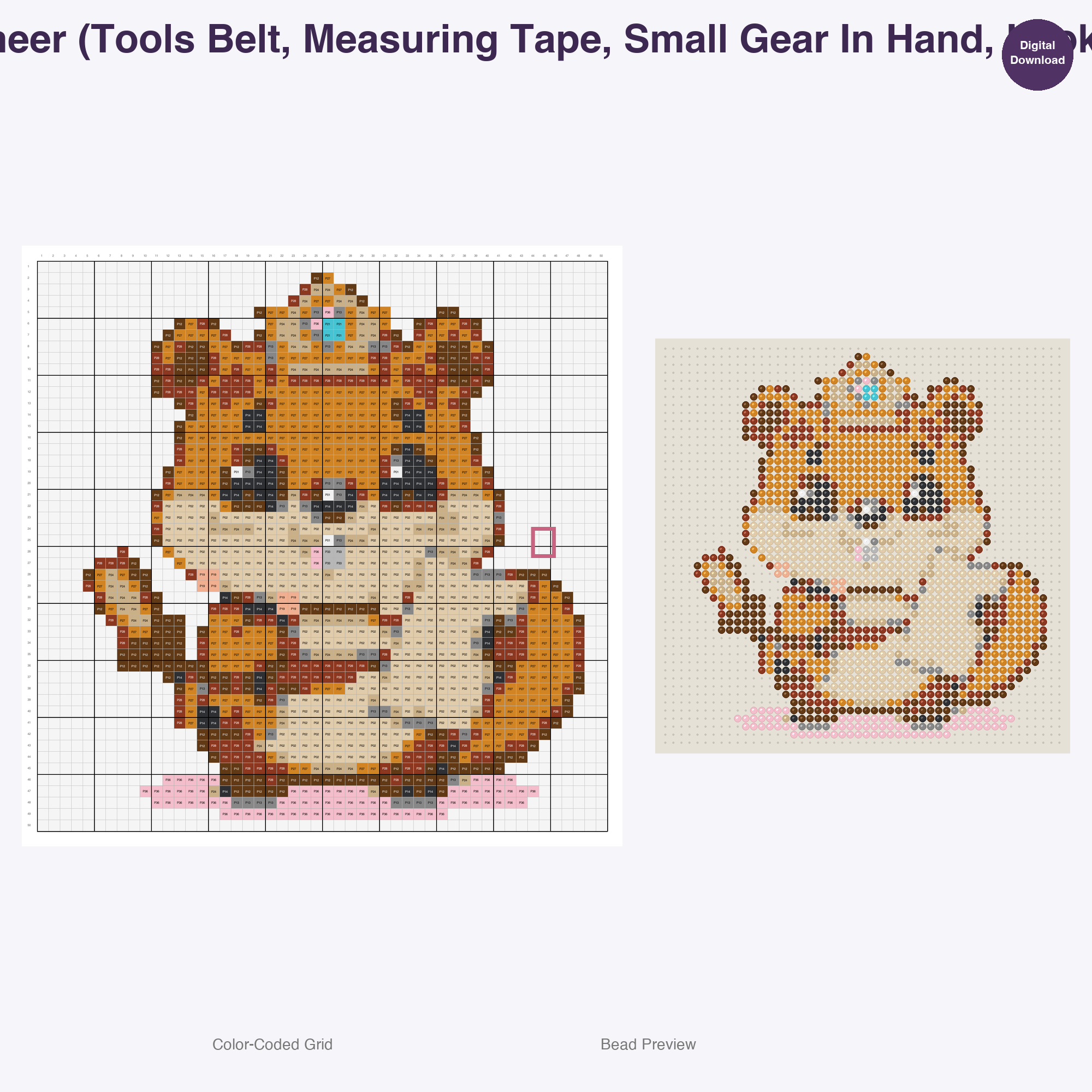 Whimsical Woodland Nobility Perler Bead Patterns, 48 Designs x 3 Grid Sizes (29x29 + 50x50 + 128x128), Fuse Bead PDF Digital Download