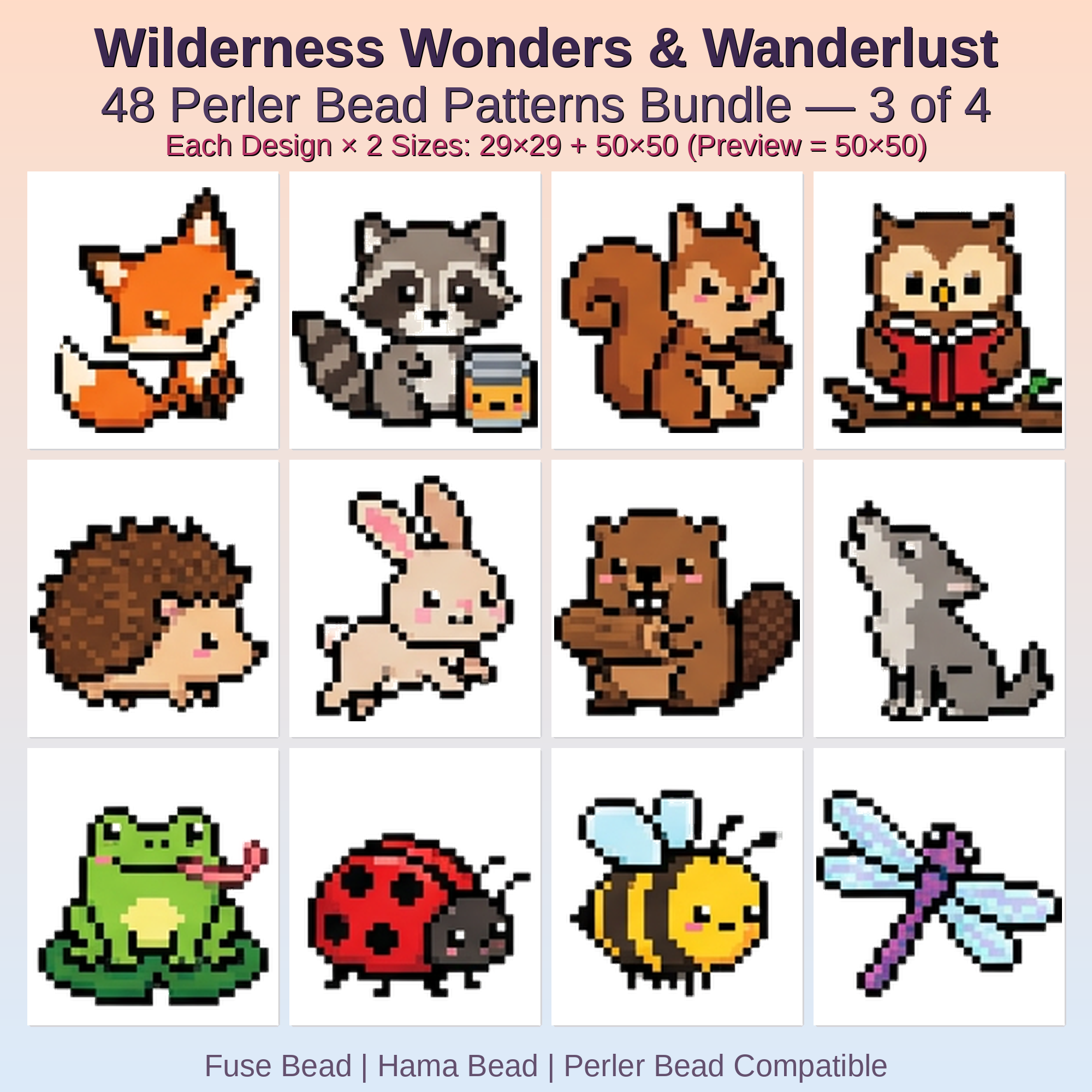Wilderness Wonders & Wanderlust Perler Bead Patterns Bundle, 48 Designs (PDF Digital Download)
