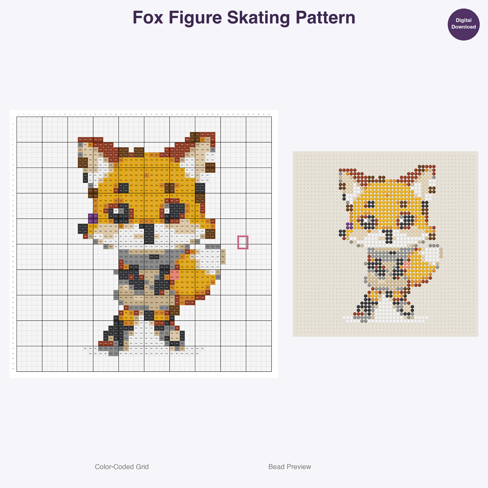 Winter Sport Critters Perler Bead Patterns, 48 Designs x 3 Grid Sizes (29x29 + 50x50 + 128x128), Fuse Bead PDF Digital Download