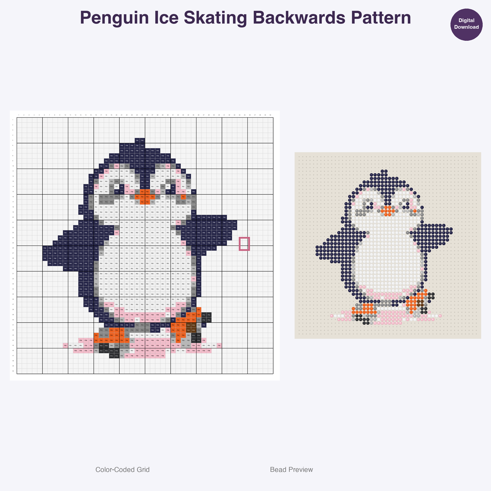 Winter Sport Critters Perler Bead Patterns, 48 Designs x 3 Grid Sizes (29x29 + 50x50 + 128x128), Fuse Bead PDF Digital Download