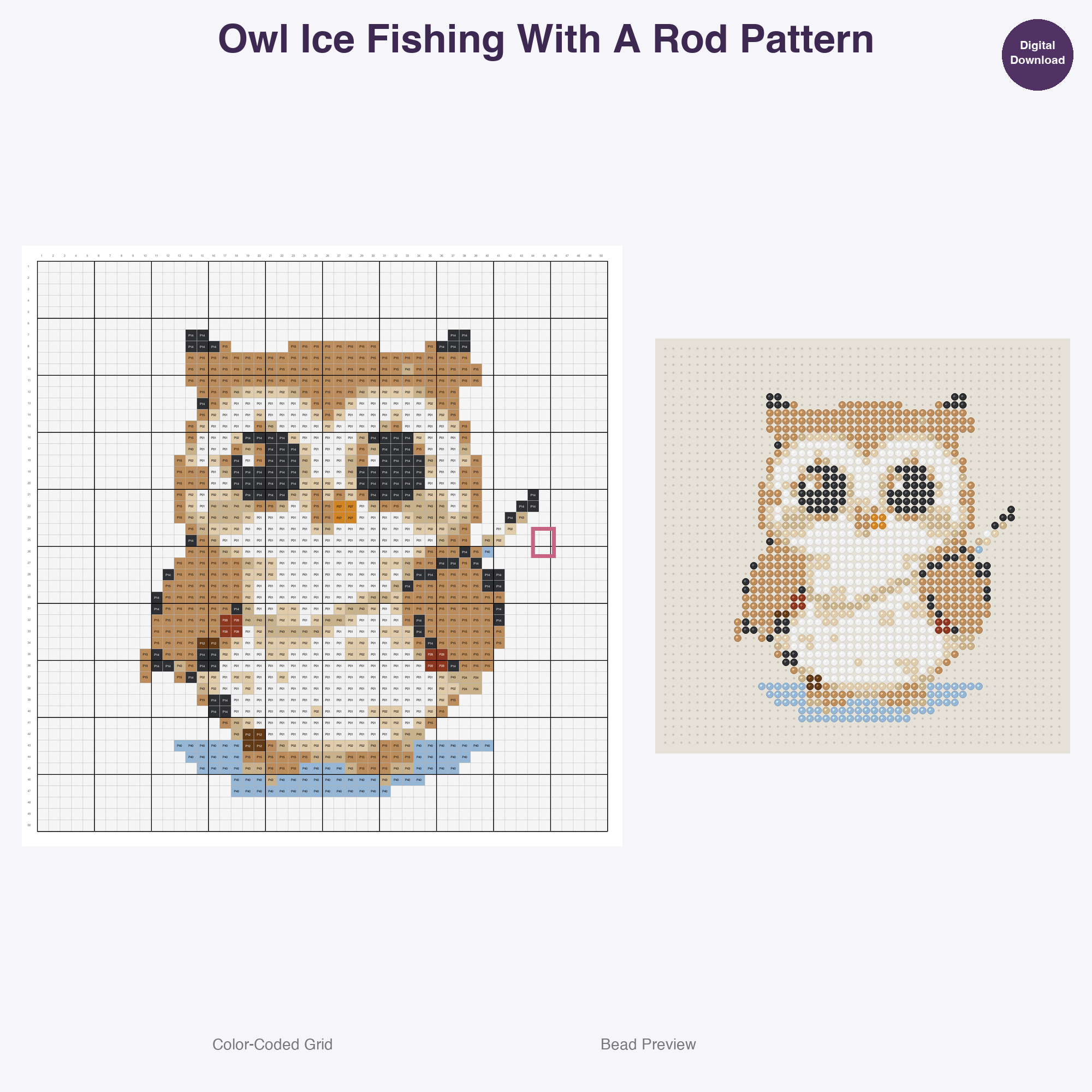 Winter Sport Critters Perler Bead Patterns, 48 Designs x 3 Grid Sizes (29x29 + 50x50 + 128x128), Fuse Bead PDF Digital Download