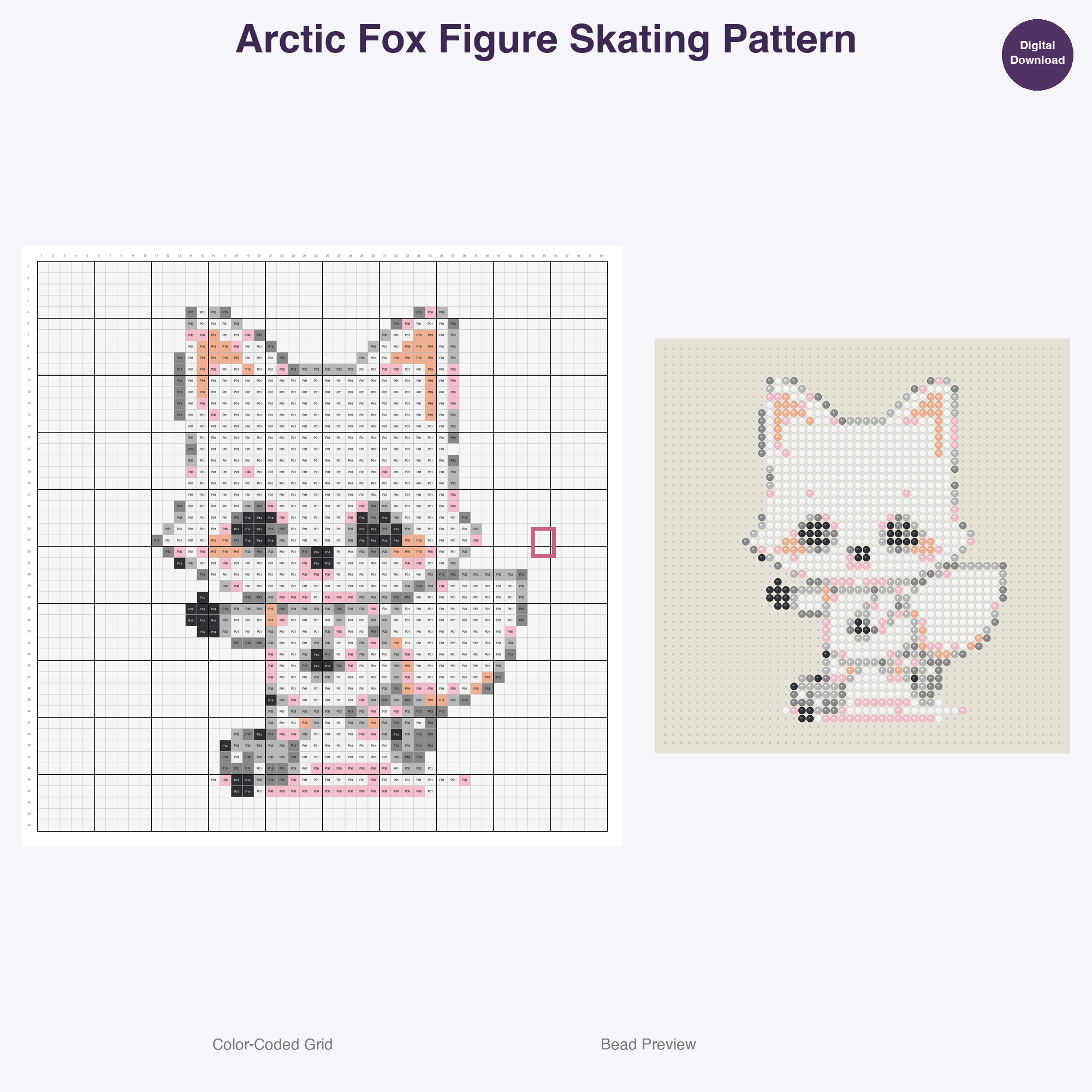 Winter Sport Critters Perler Bead Patterns, 48 Designs x 3 Grid Sizes (29x29 + 50x50 + 128x128), Fuse Bead PDF Digital Download