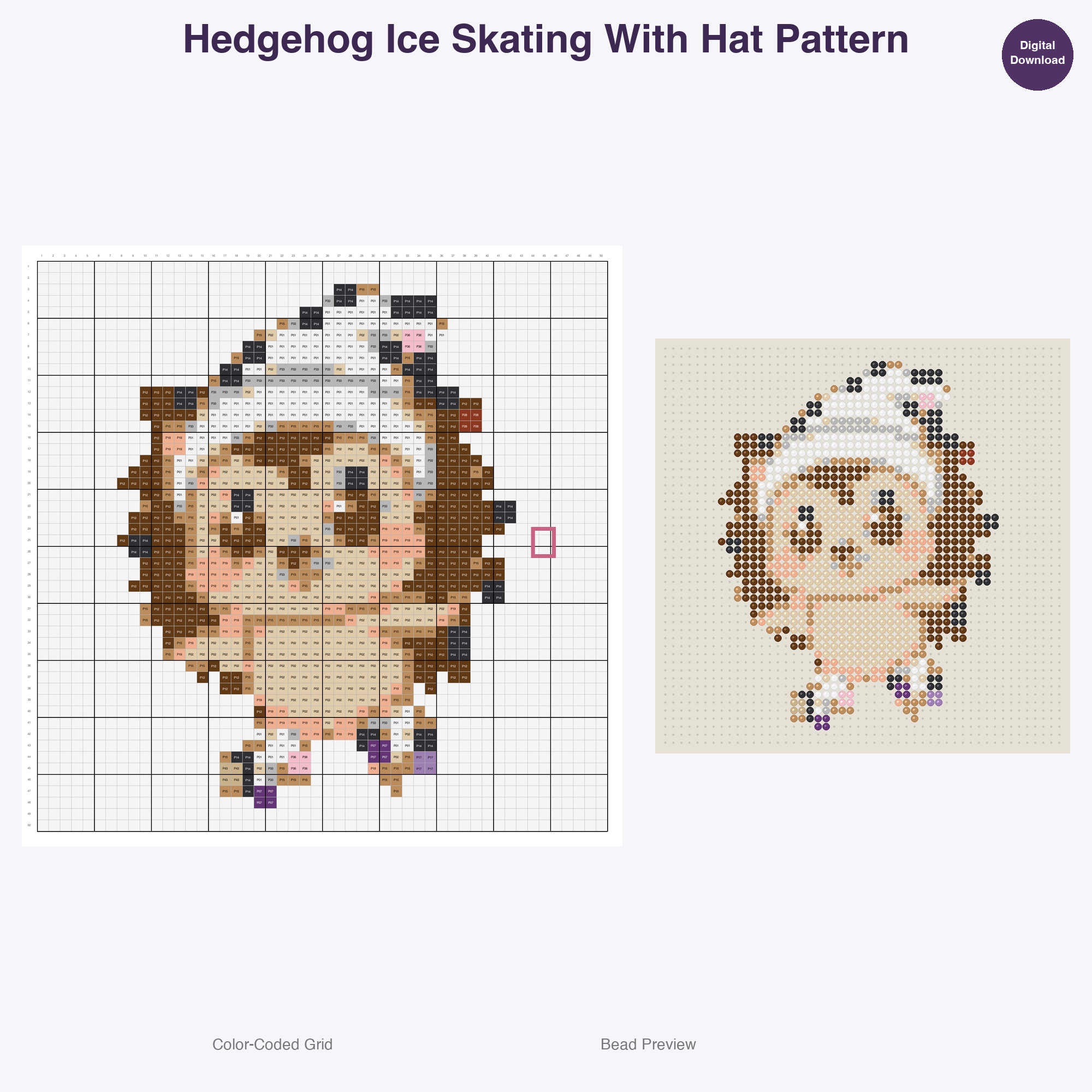 Winter Sport Critters Perler Bead Patterns, 48 Designs x 3 Grid Sizes (29x29 + 50x50 + 128x128), Fuse Bead PDF Digital Download