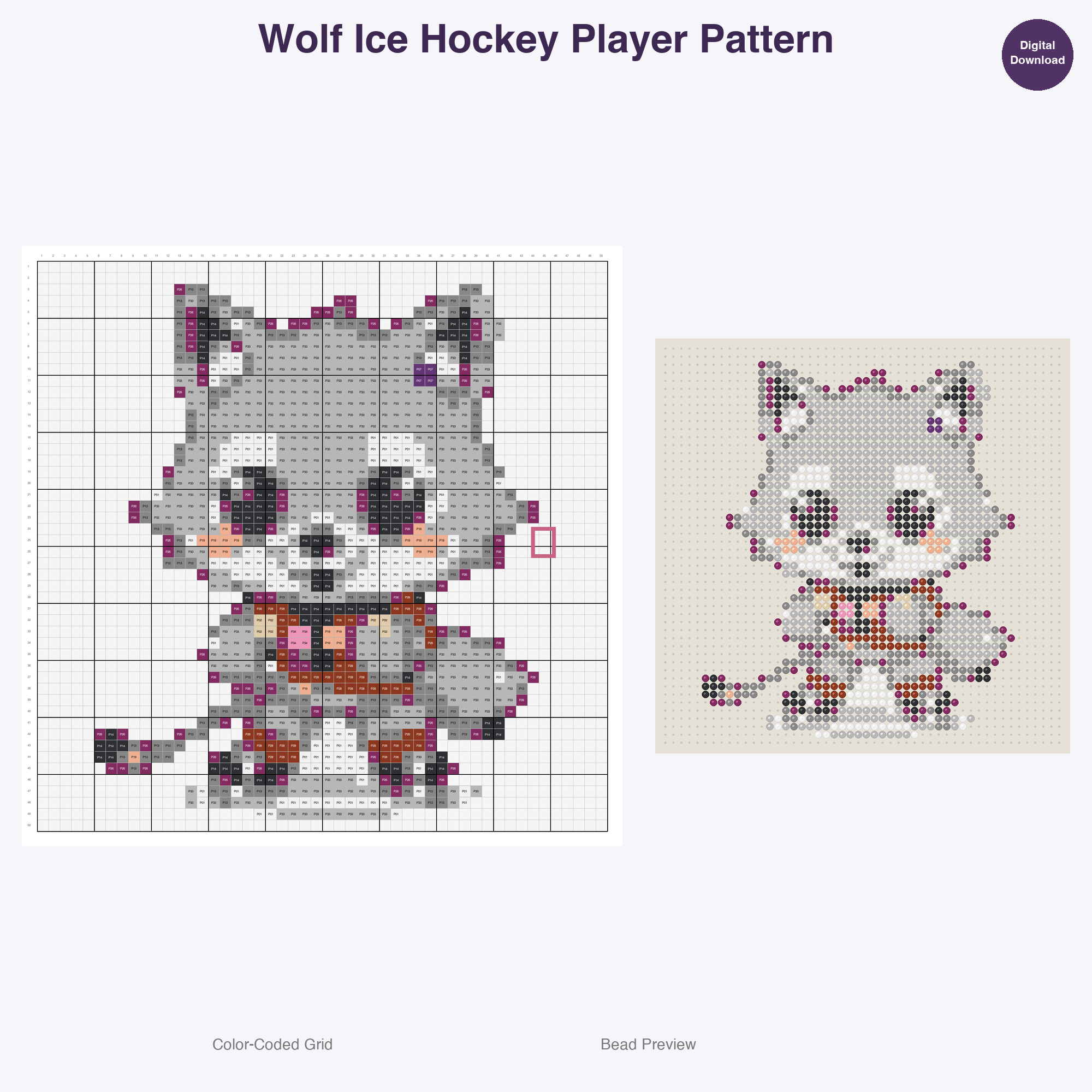 Winter Sport Critters Perler Bead Patterns, 48 Designs x 3 Grid Sizes (29x29 + 50x50 + 128x128), Fuse Bead PDF Digital Download