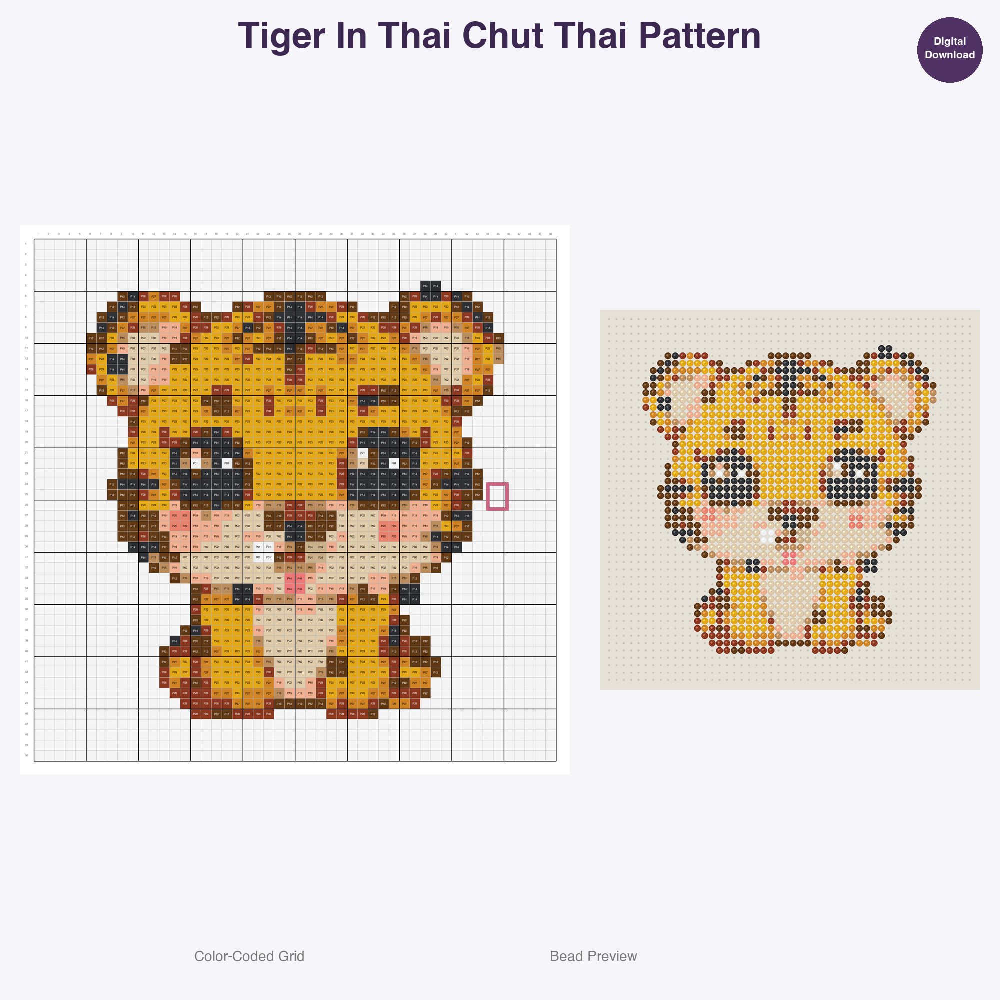 Worldly Critters Cultural Garb Perler Bead Patterns, 48 Designs x 3 Grid Sizes (29x29 + 50x50 + 128x128), Fuse Bead PDF Digital Download