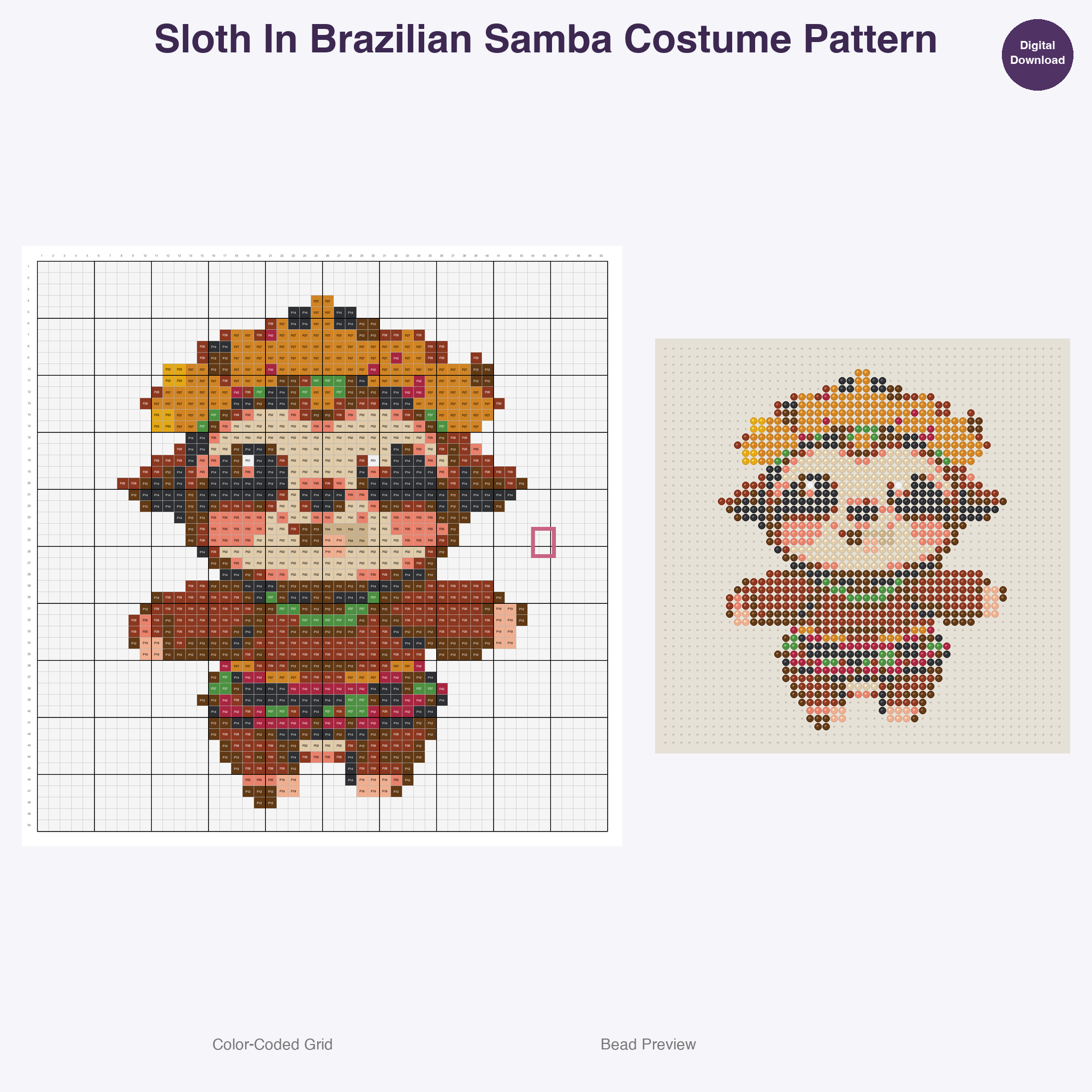 Worldly Critters Cultural Garb Perler Bead Patterns, 48 Designs x 3 Grid Sizes (29x29 + 50x50 + 128x128), Fuse Bead PDF Digital Download