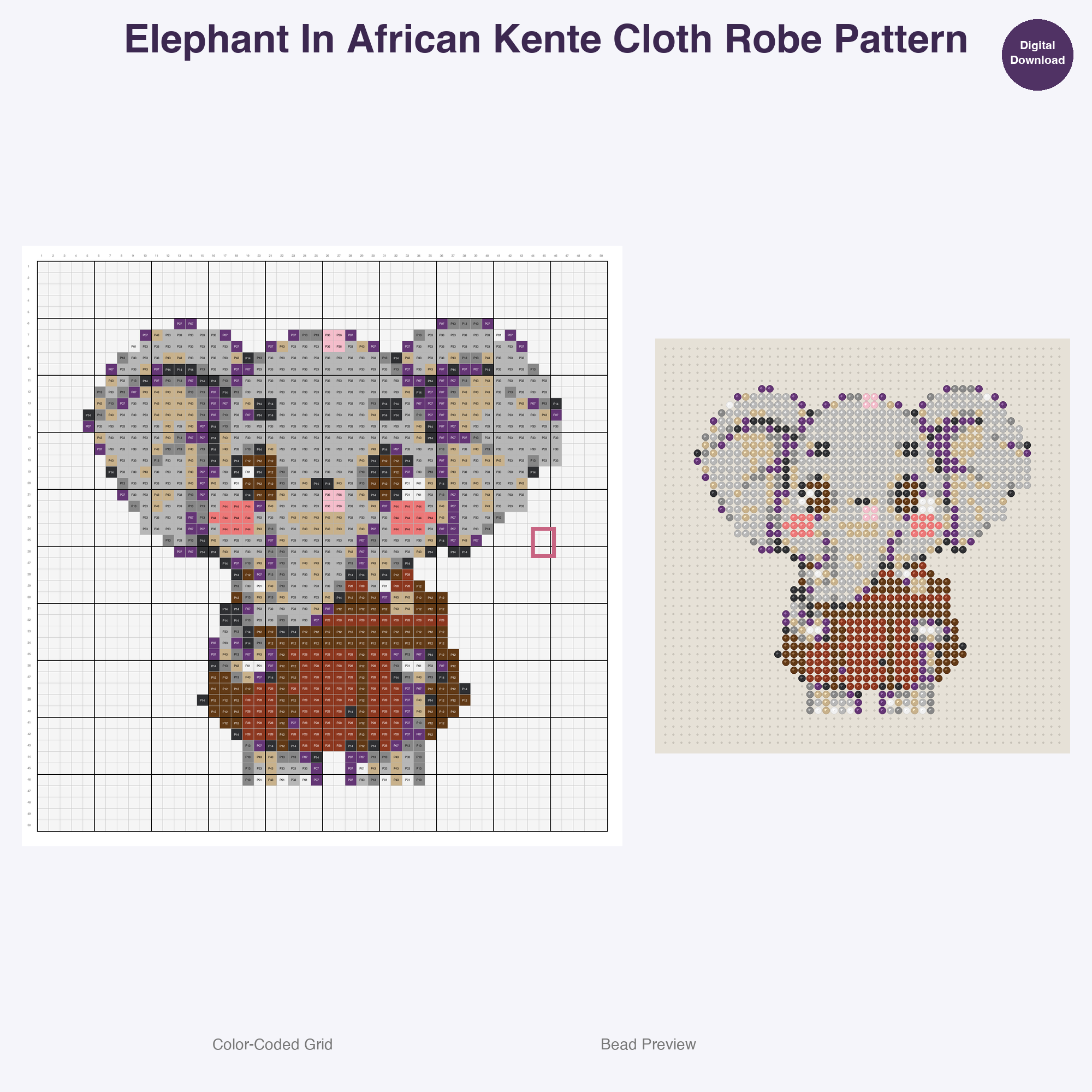 Worldly Critters Cultural Garb Perler Bead Patterns, 48 Designs x 3 Grid Sizes (29x29 + 50x50 + 128x128), Fuse Bead PDF Digital Download