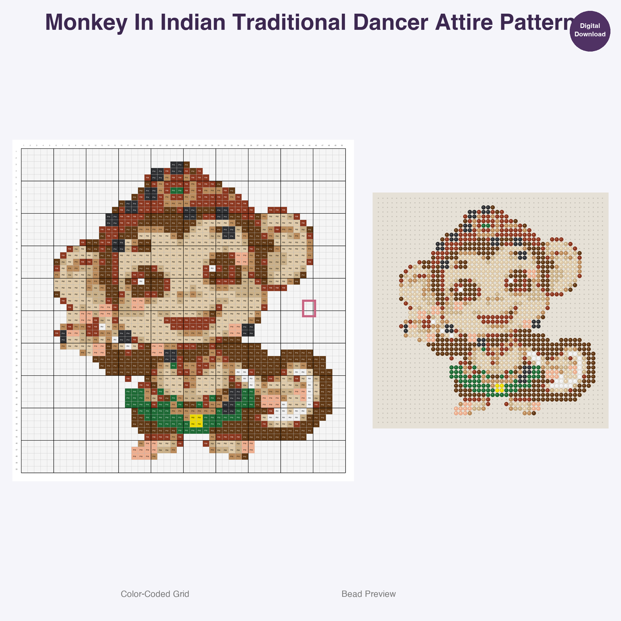 Worldly Critters Cultural Garb Perler Bead Patterns, 48 Designs x 3 Grid Sizes (29x29 + 50x50 + 128x128), Fuse Bead PDF Digital Download