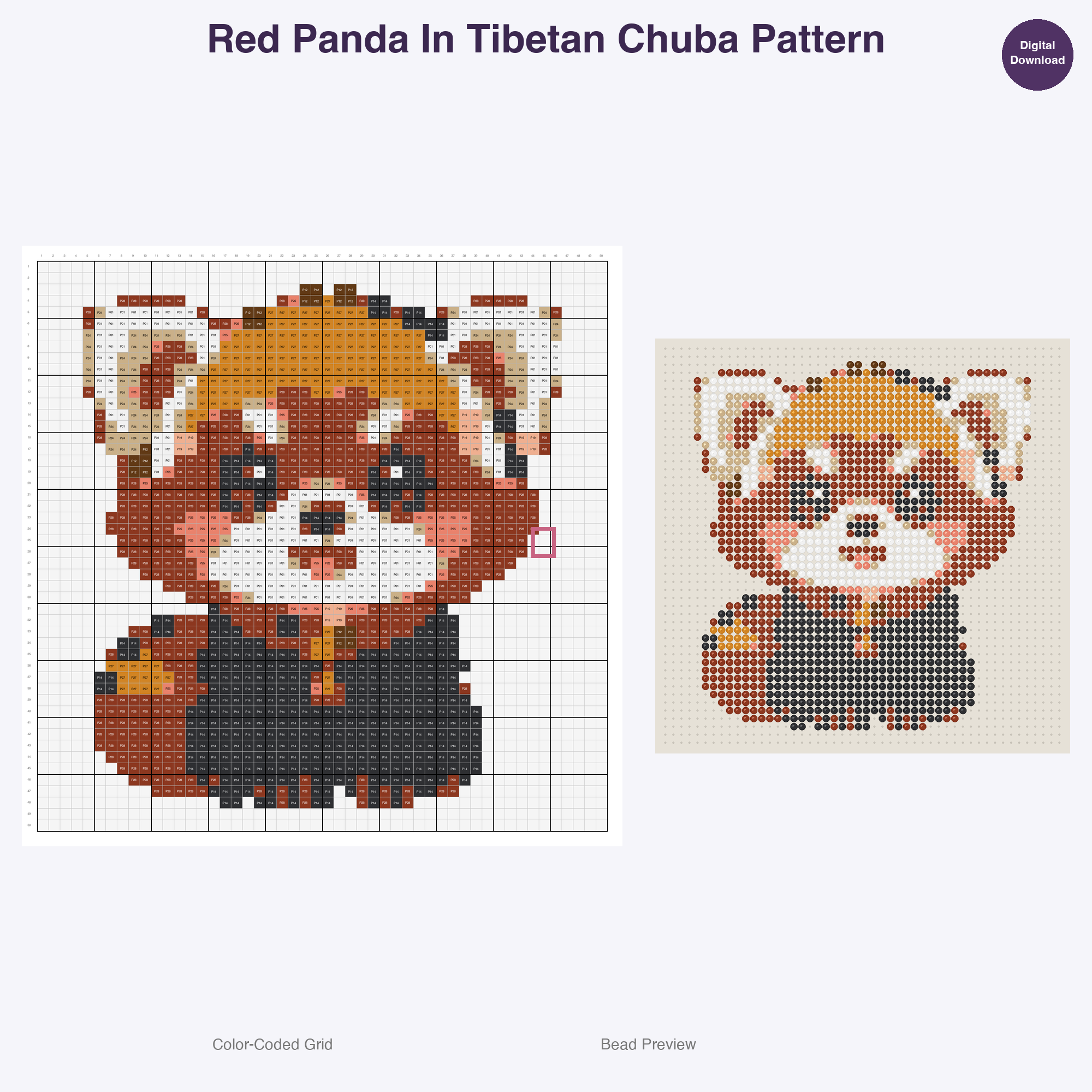 Worldly Critters Cultural Garb Perler Bead Patterns, 48 Designs x 3 Grid Sizes (29x29 + 50x50 + 128x128), Fuse Bead PDF Digital Download