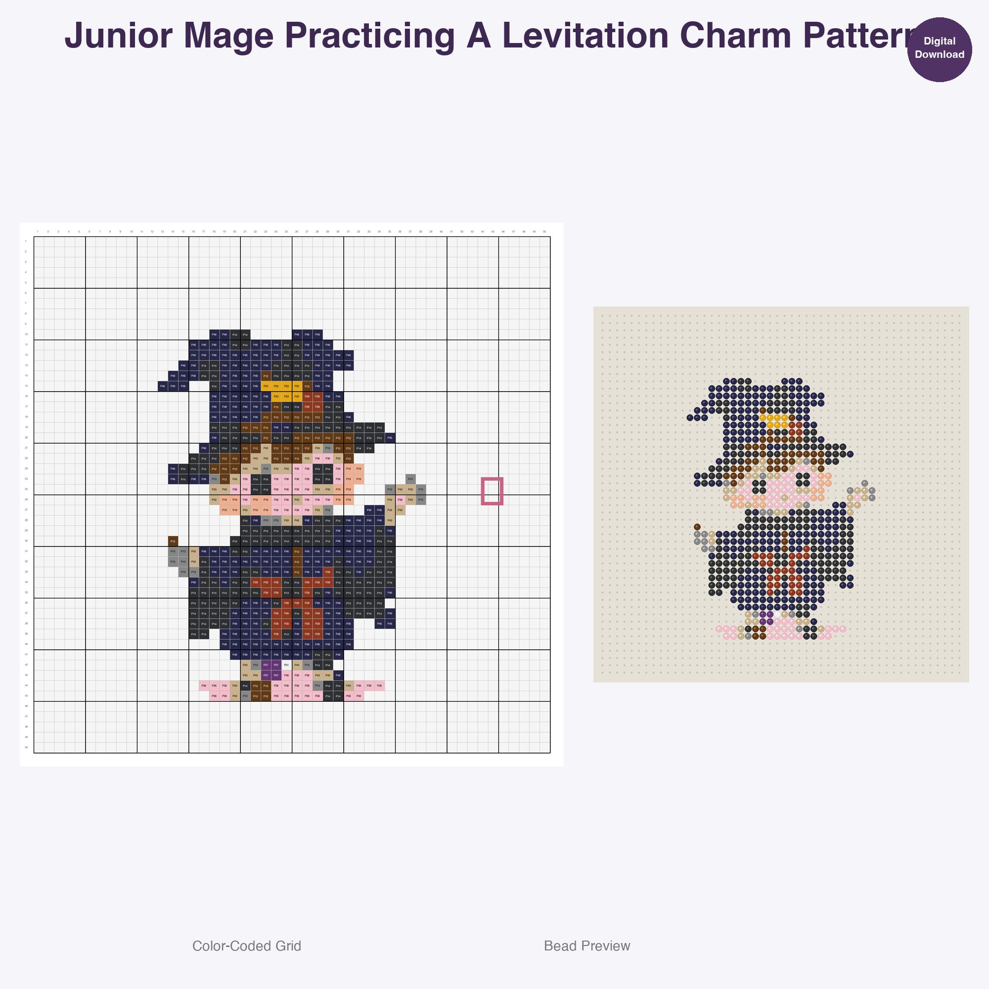 Young Fantasy Apprentices Perler Bead Patterns, 48 Designs x 3 Grid Sizes (29x29 + 50x50 + 128x128), Fuse Bead PDF Digital Download