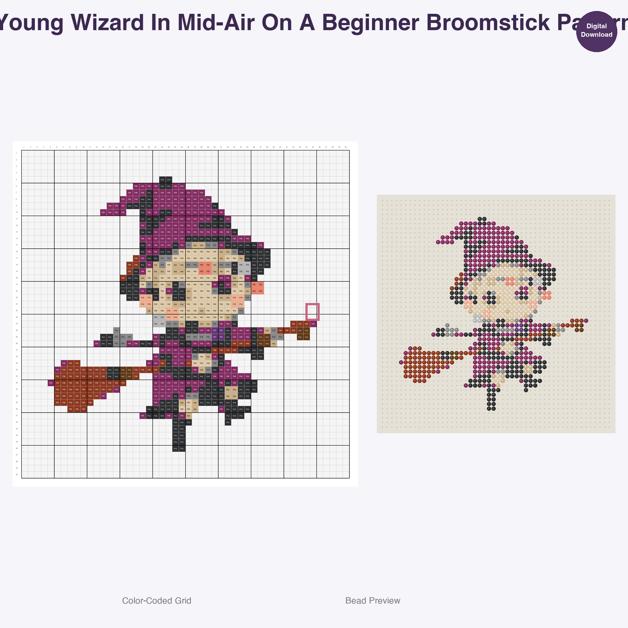 Young Fantasy Apprentices Perler Bead Patterns, 48 Designs x 3 Grid Sizes (29x29 + 50x50 + 128x128), Fuse Bead PDF Digital Download